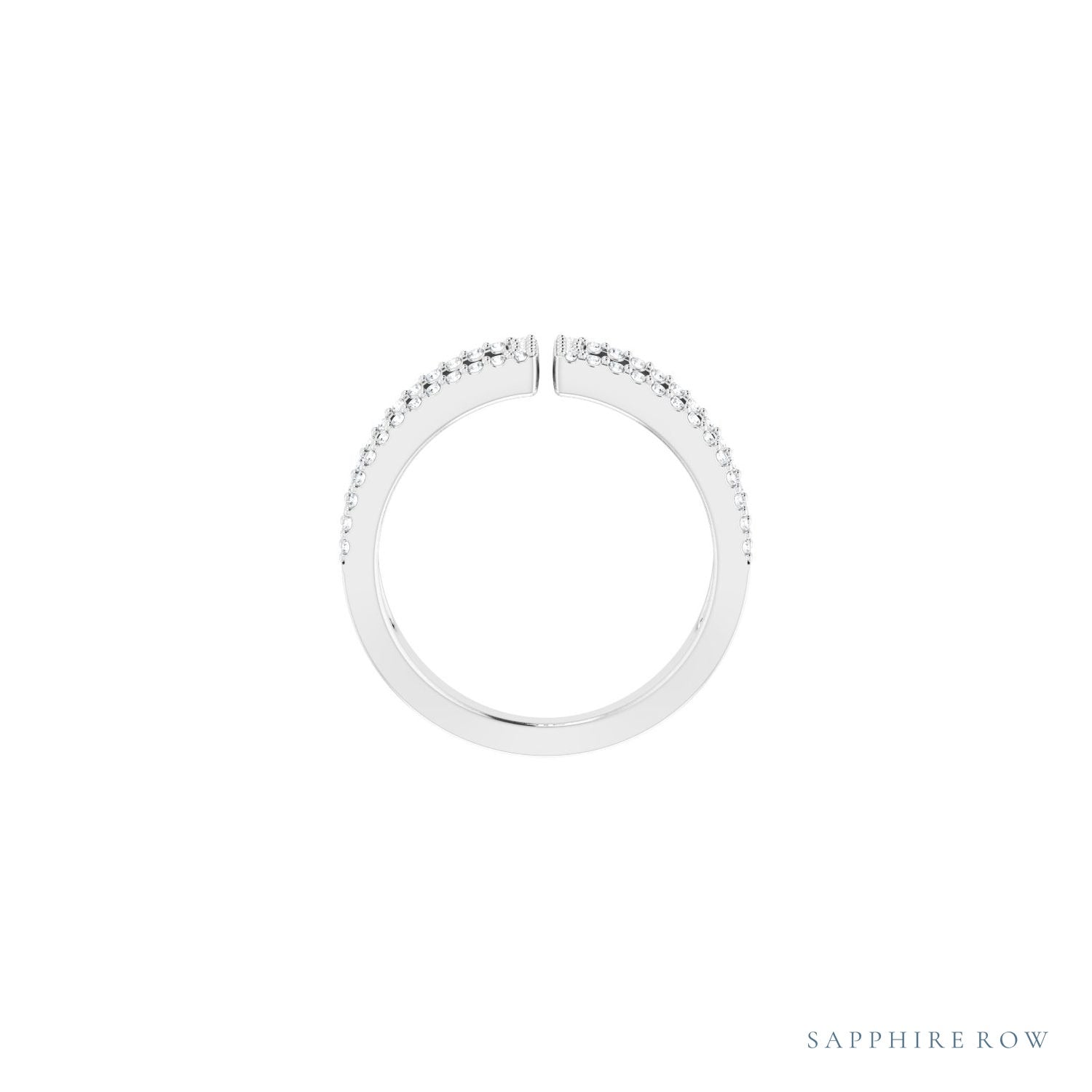 Sapphire Row Natural Diamond Negative Space Ring - 14K White Gold (view 2)