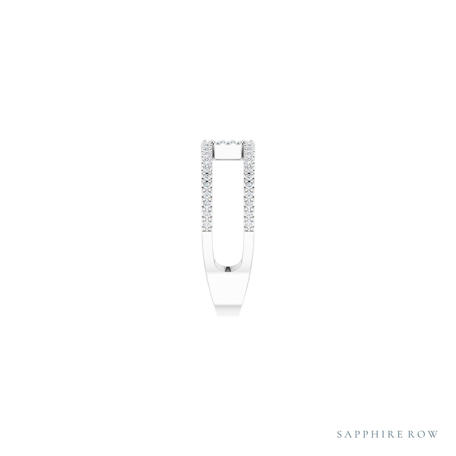 Sapphire Row Natural Diamond Negative Space Ring - 14K White Gold (view 4)
