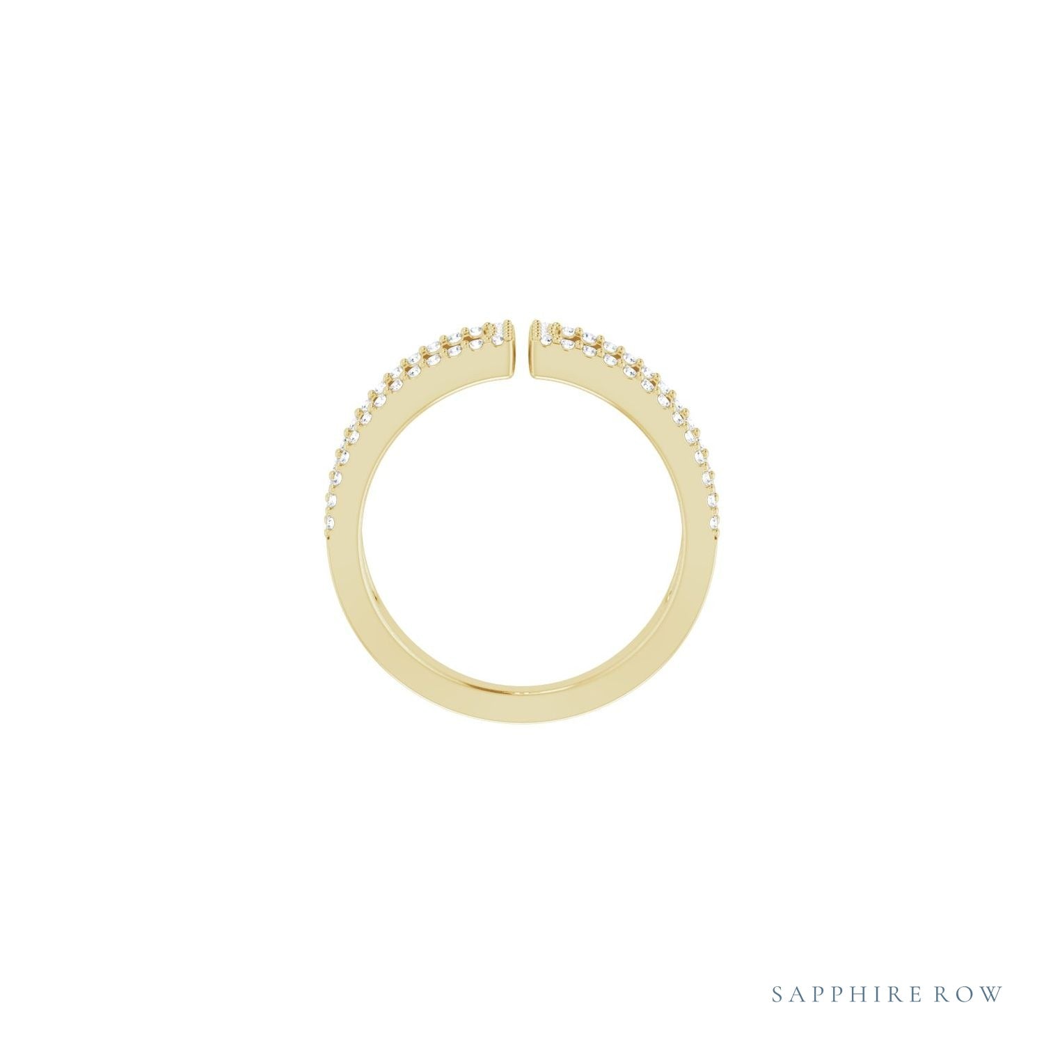 Sapphire Row Natural Diamond Negative Space Ring - 14K Yellow Gold (view 2)