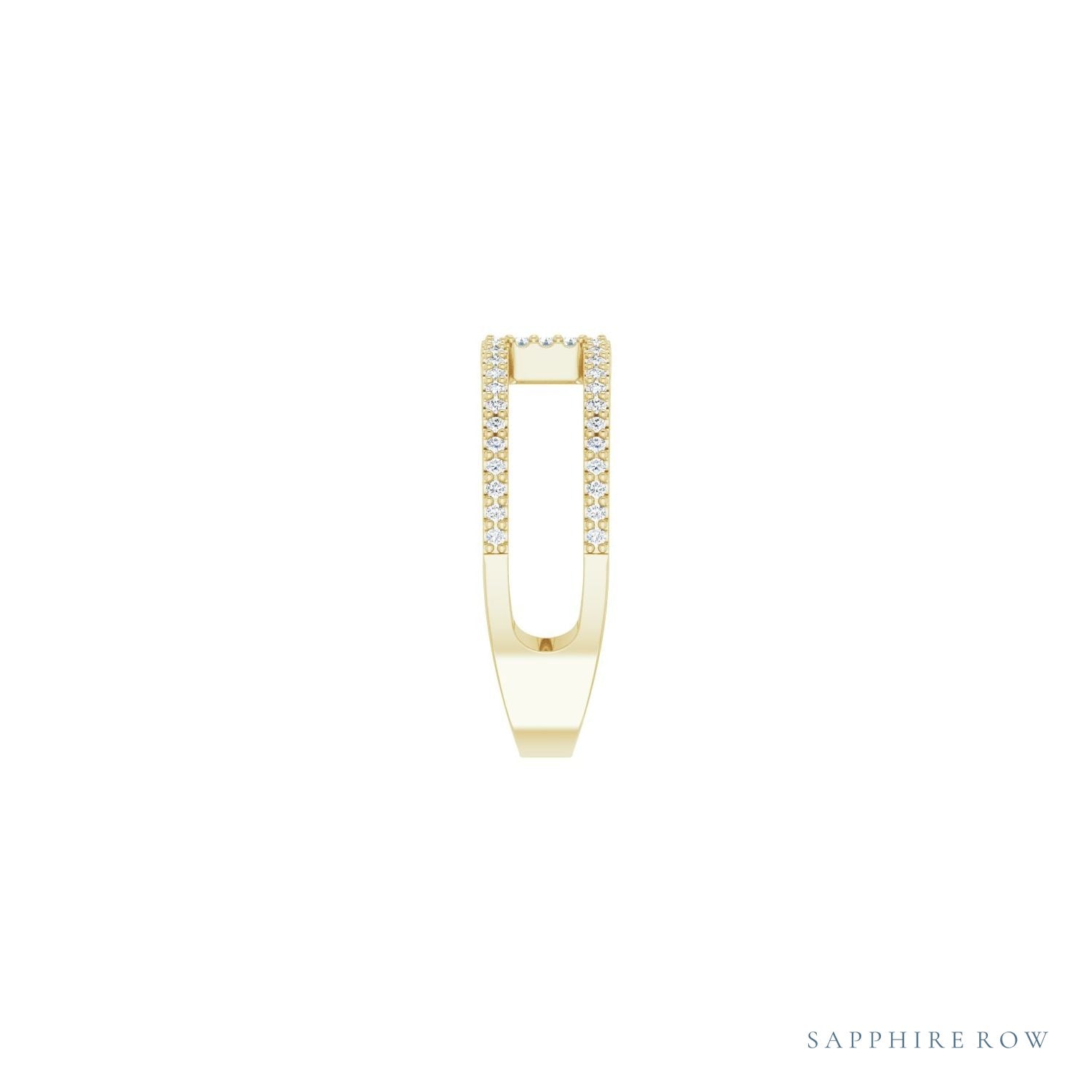 Sapphire Row Natural Diamond Negative Space Ring - 14K Yellow Gold (view 4)