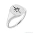 Sapphire Row Natural Diamond Starburst Signet Ring - Platinum