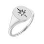 Sapphire Row Natural Diamond Starburst Signet Ring - Platinum