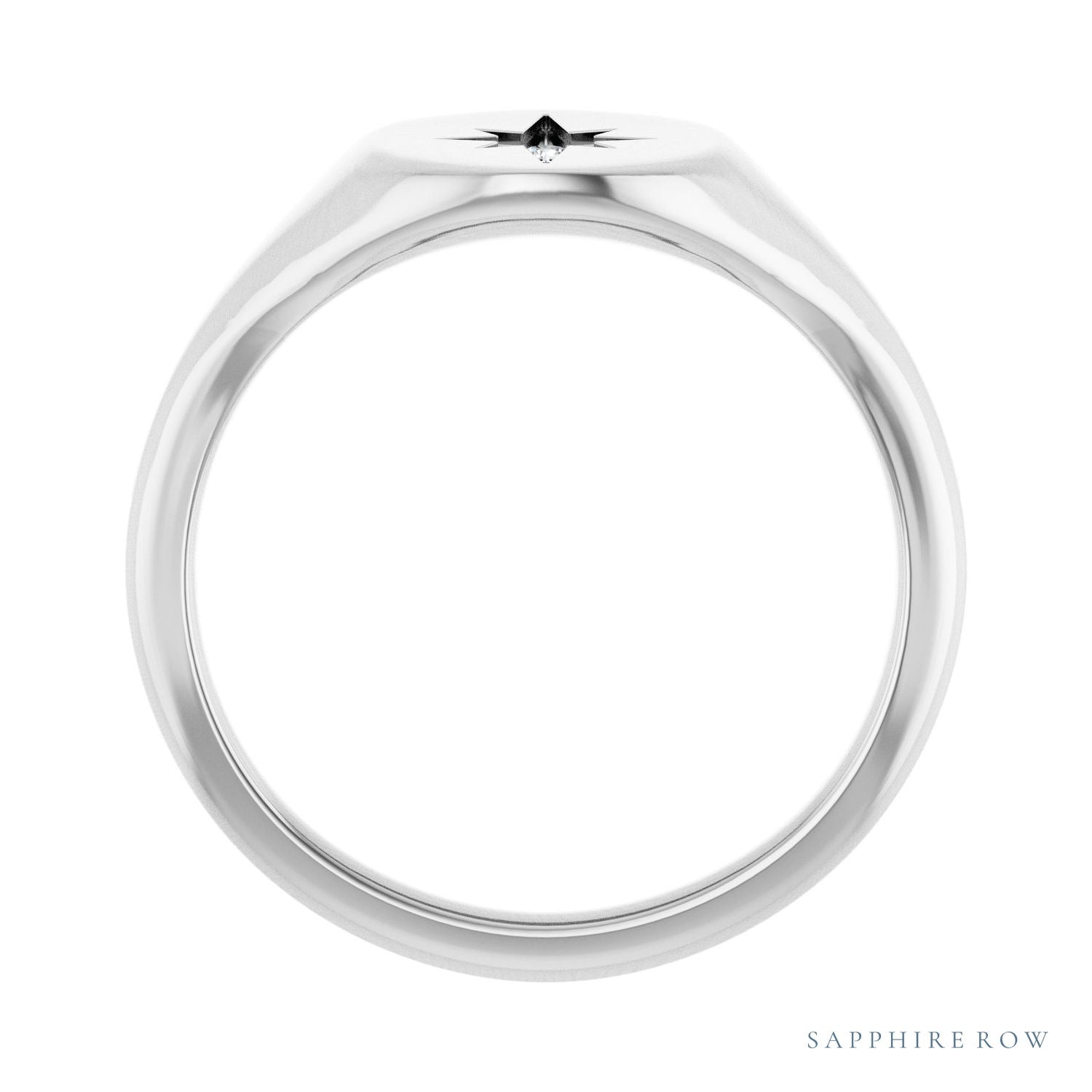 Sapphire Row Natural Diamond Starburst Signet Ring - Platinum (view 2)