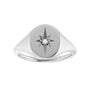 Sapphire Row Natural Diamond Starburst Signet Ring - 14K White Gold (view 3)
