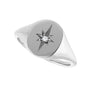 Sapphire Row Natural Diamond Starburst Signet Ring - 14K White Gold (view 5)