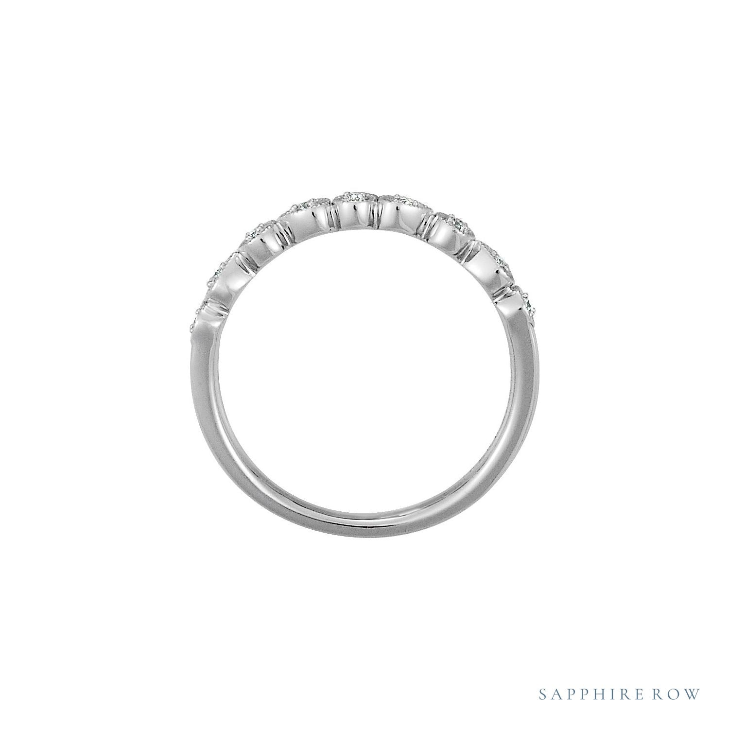 Sapphire Row Natural Diamond Vintage Bezel Stackable Ring - Platinum (view 2)