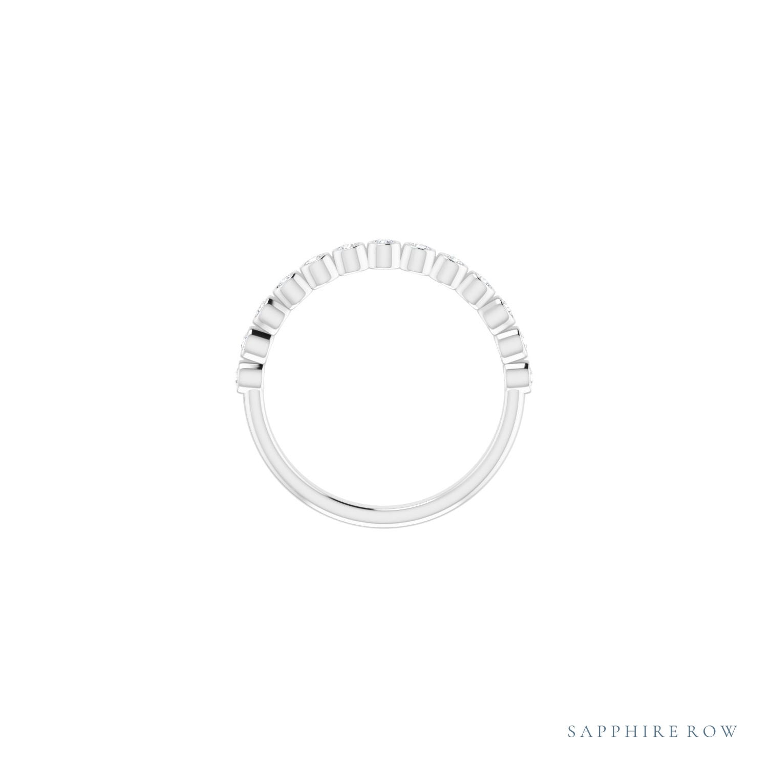 Sapphire Row Natural Diamond Bezel Row Ring - Platinum (view 2)