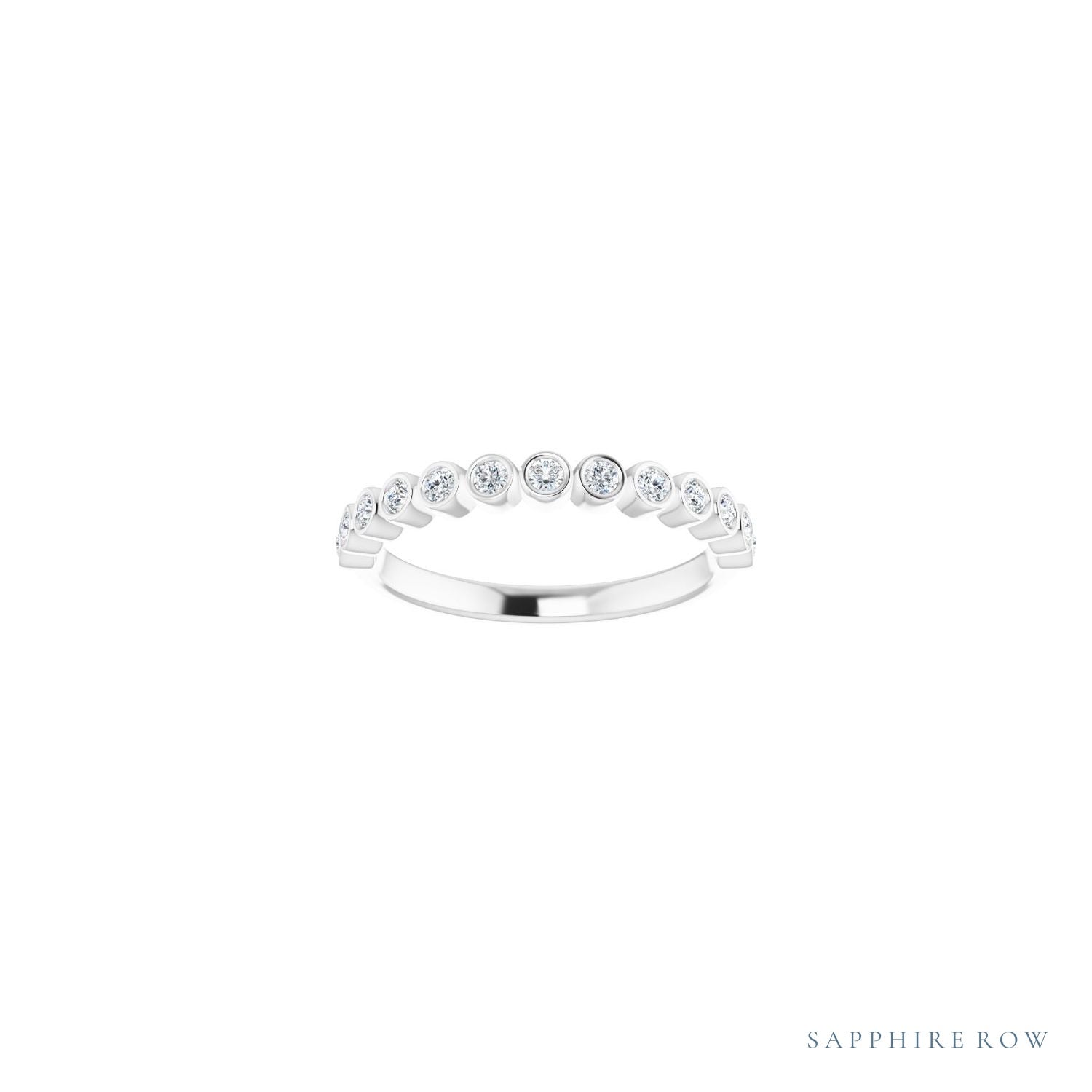Sapphire Row Natural Diamond Bezel Row Ring - Platinum (view 3)