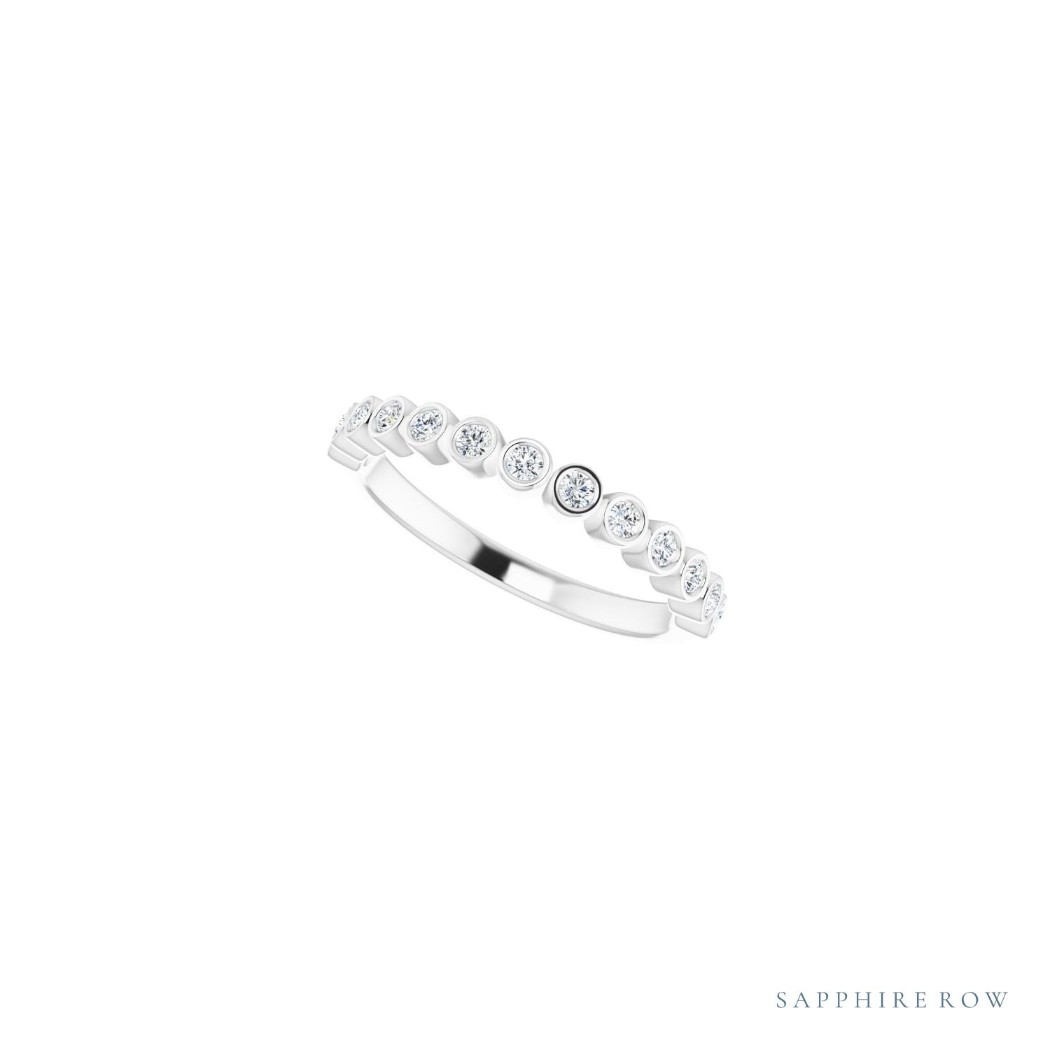 Sapphire Row Natural Diamond Bezel Row Ring - 14K White Gold (view 5)