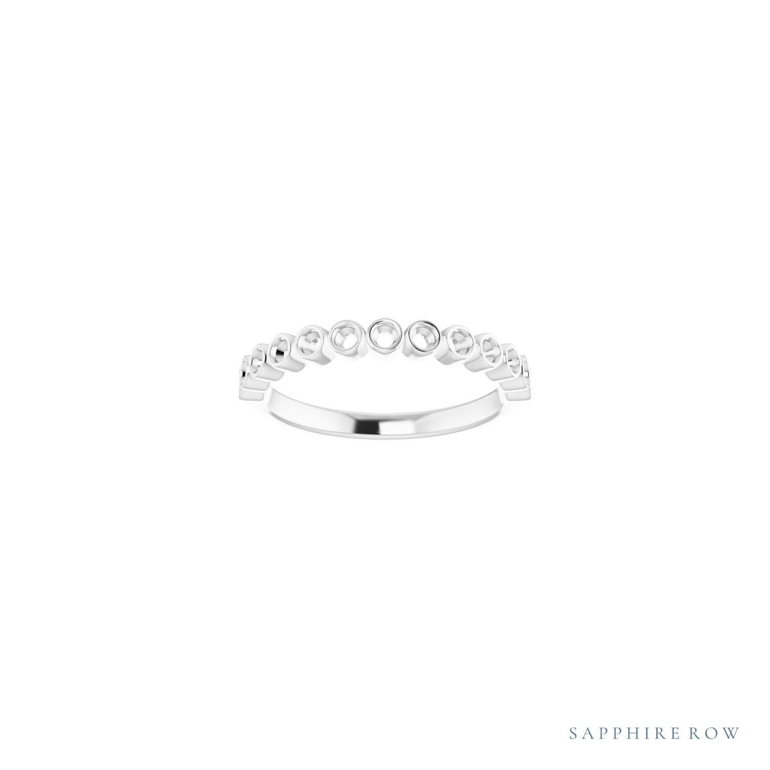Sapphire Row Natural Diamond Bezel Row Ring - 14K White Gold (view 8)