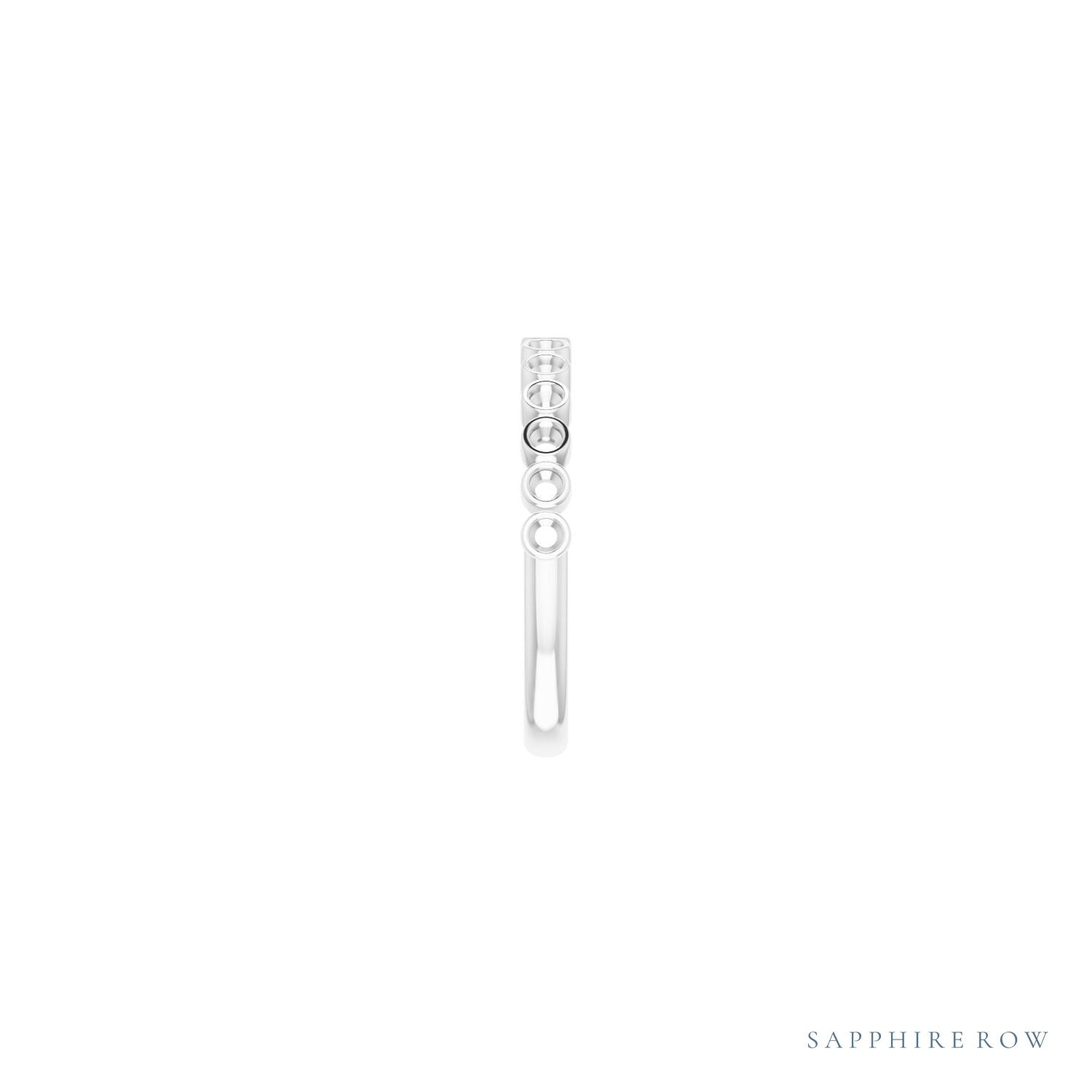 Sapphire Row Natural Diamond Bezel Row Ring - 14K White Gold (view 9)
