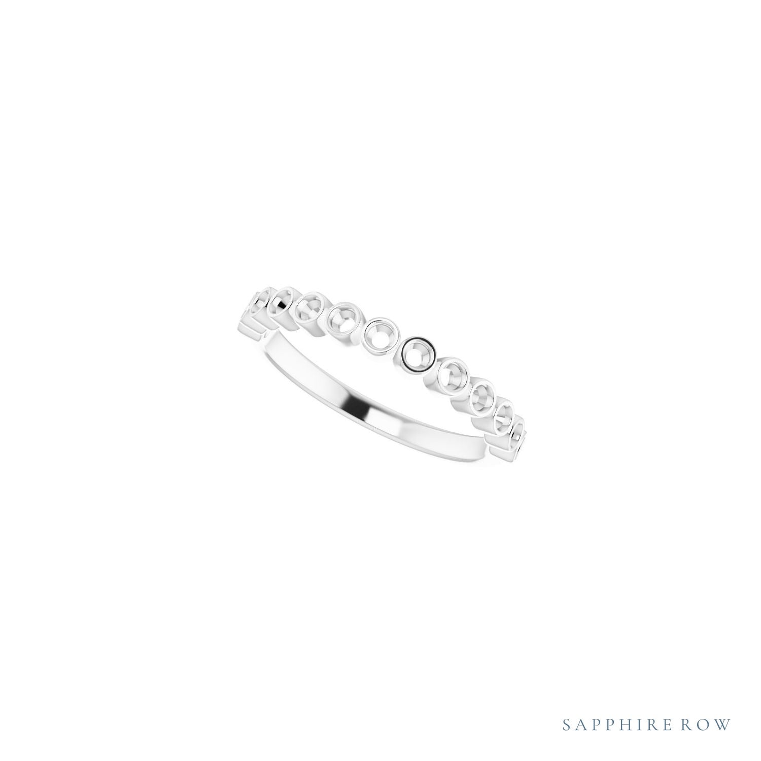 Sapphire Row Natural Diamond Bezel Row Ring - 14K White Gold (view 10)
