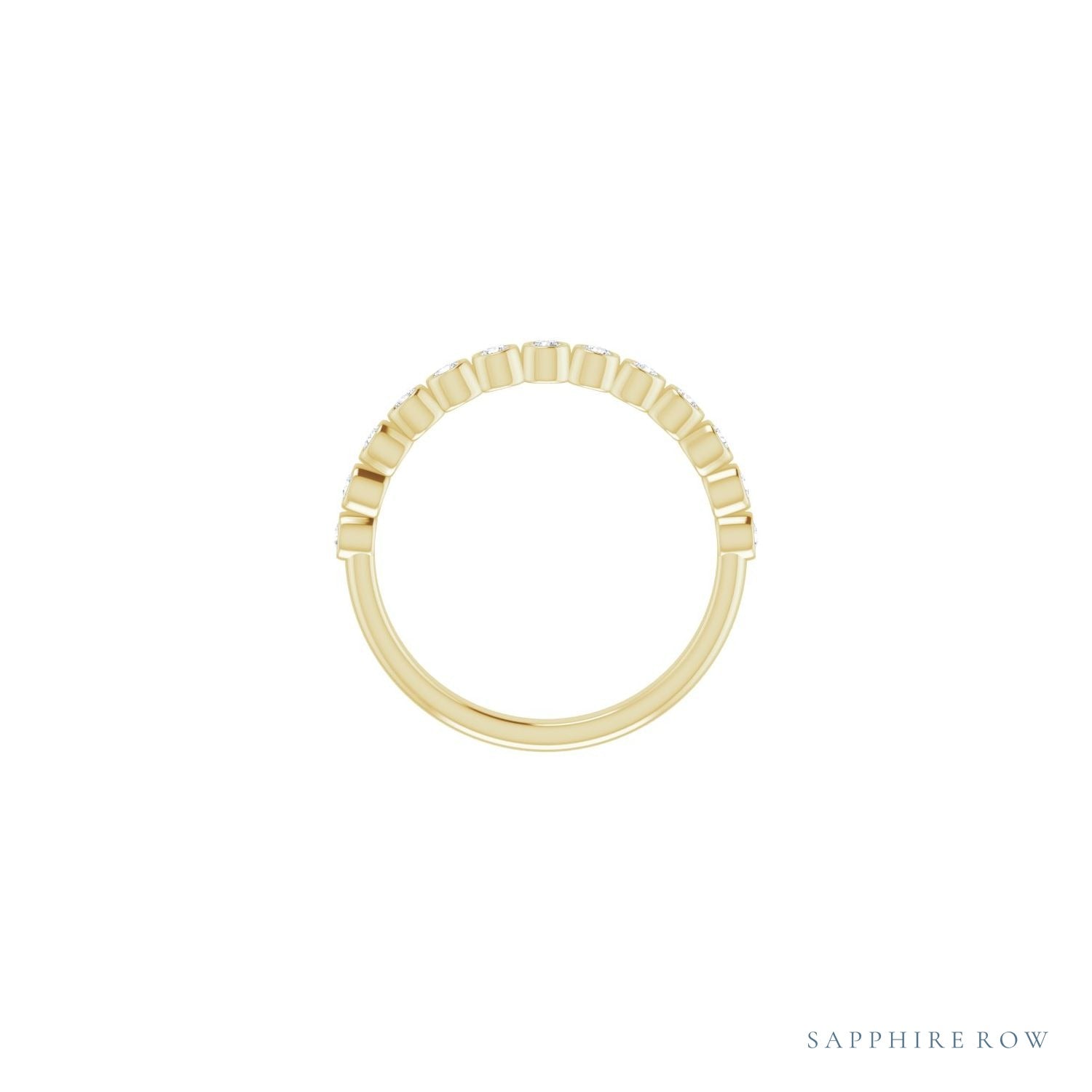 Sapphire Row Natural Diamond Bezel Row Ring - 14K Yellow Gold (view 2)