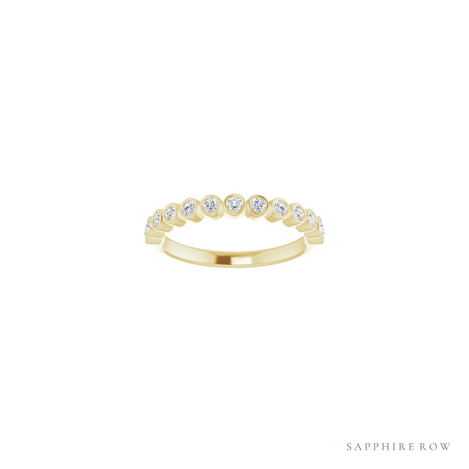 Sapphire Row Natural Diamond Bezel Row Ring - 14K Yellow Gold (view 3)