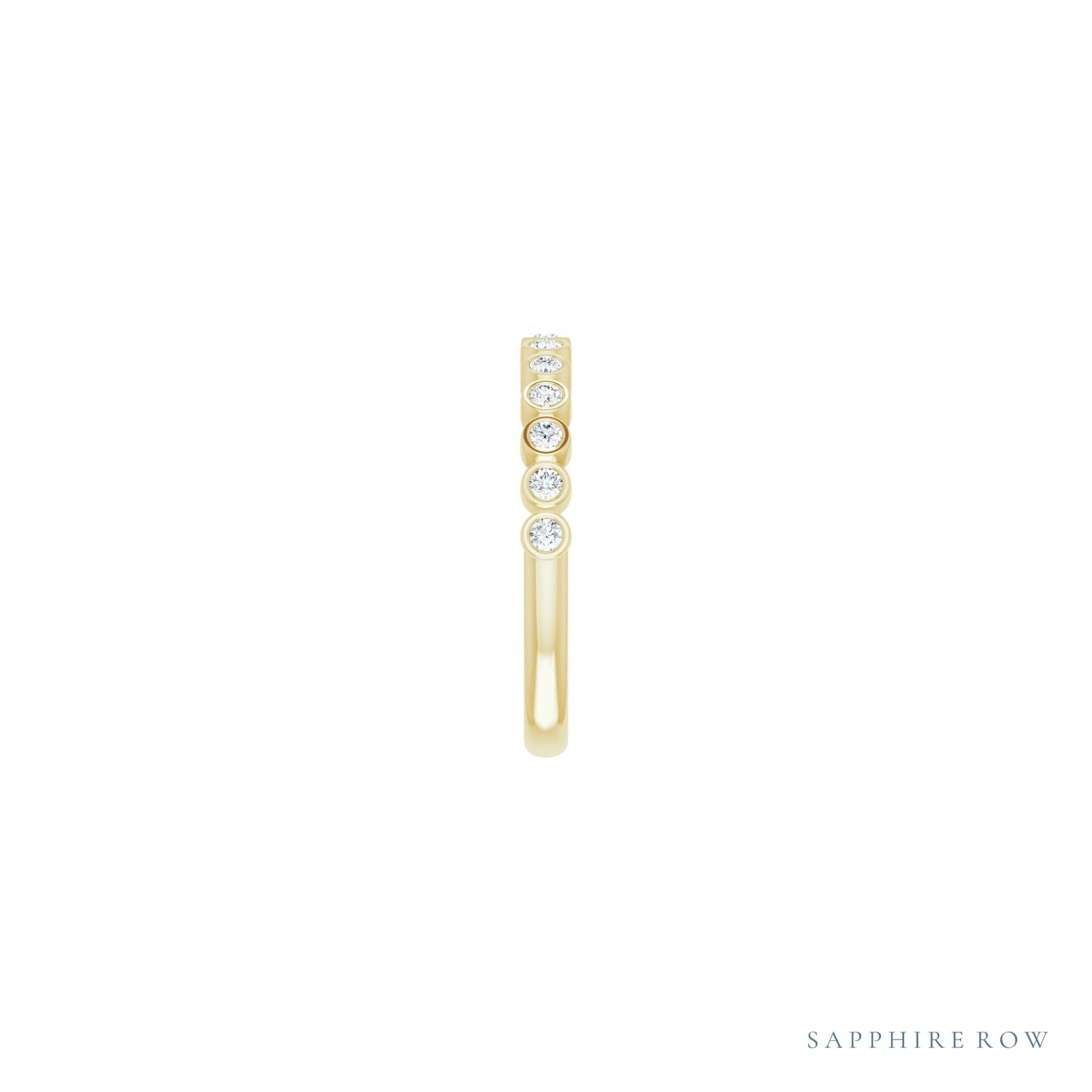 Sapphire Row Natural Diamond Bezel Row Ring - 14K Yellow Gold (view 4)