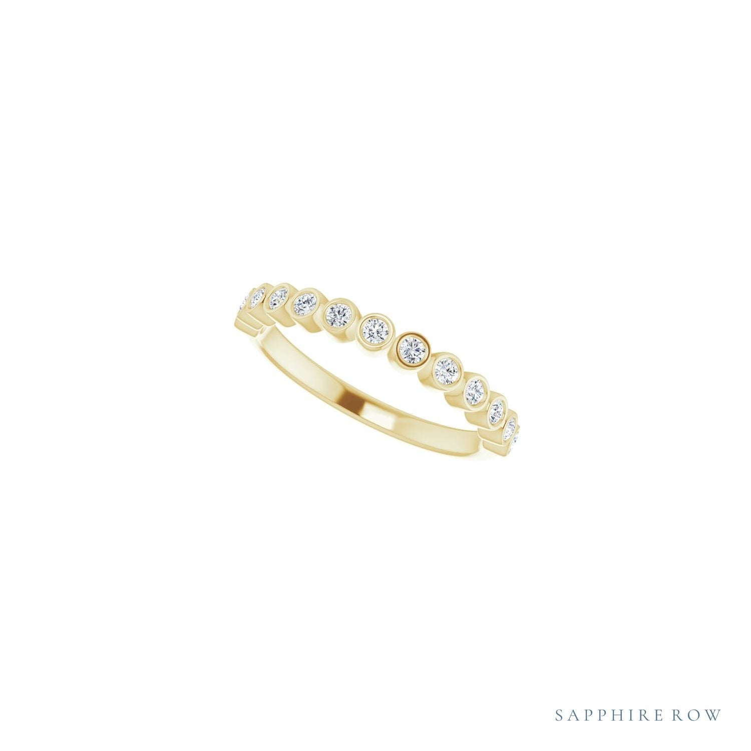 Sapphire Row Natural Diamond Bezel Row Ring - 14K Yellow Gold (view 5)