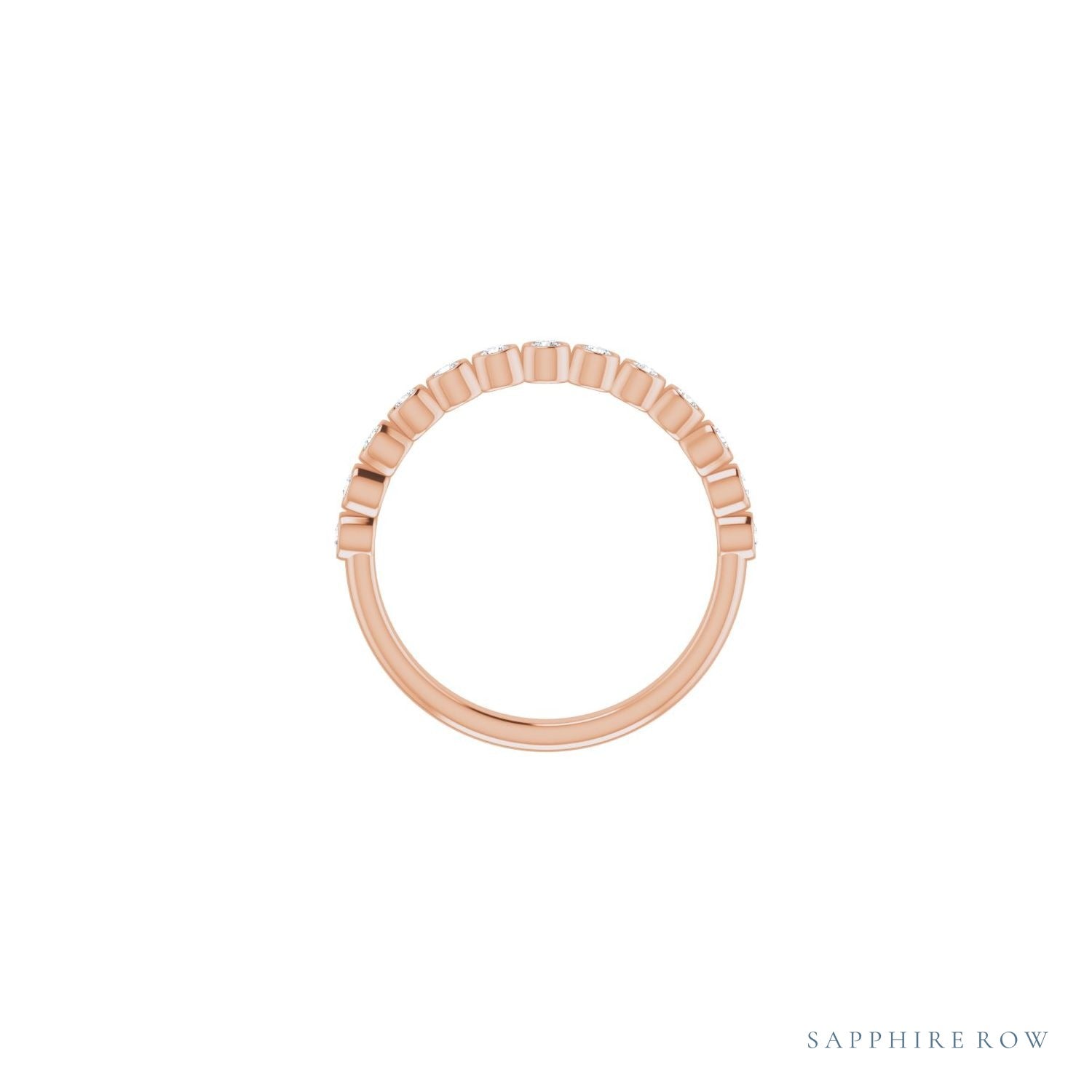 Sapphire Row Natural Diamond Bezel Row Ring - 14K Rose Gold (view 2)