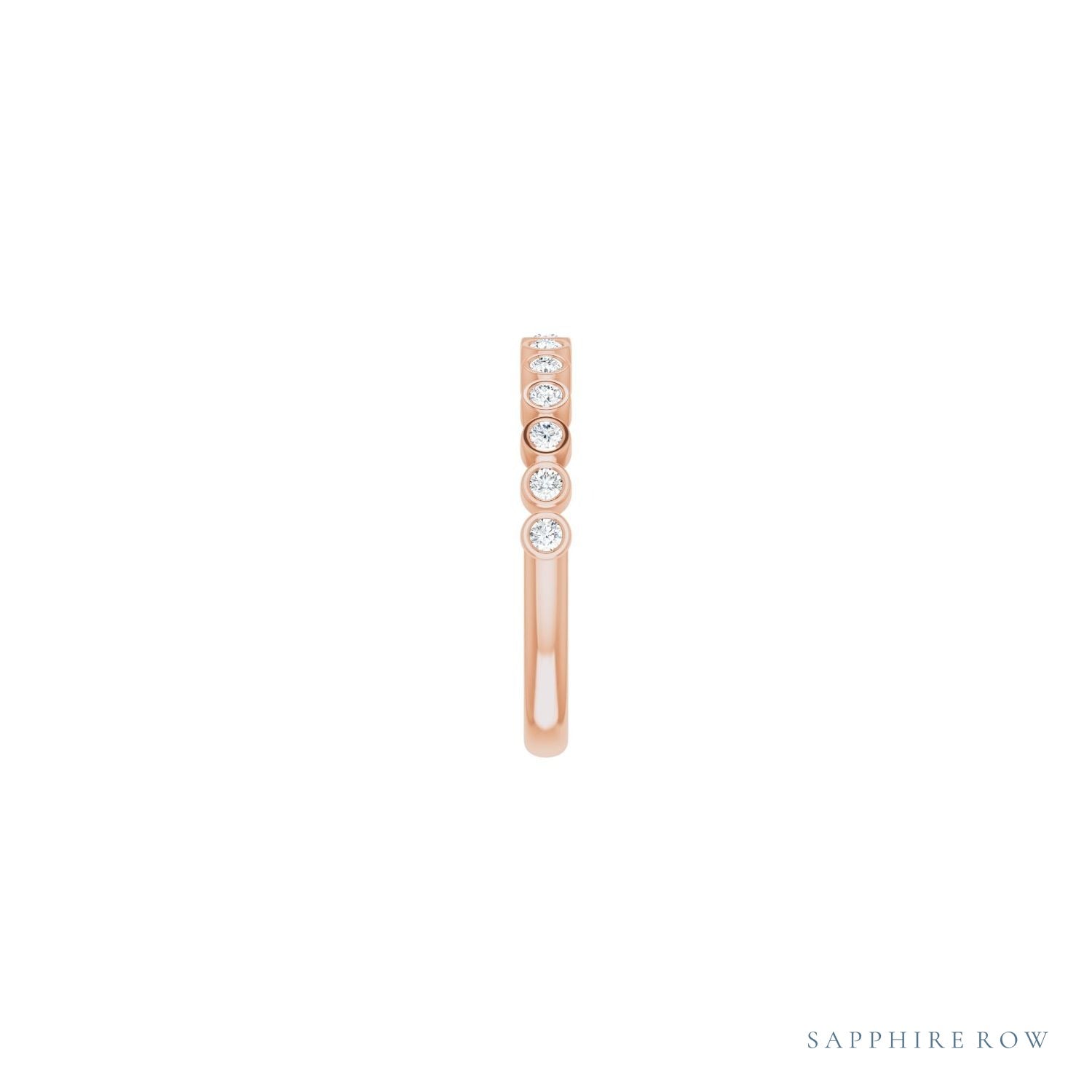Sapphire Row Natural Diamond Bezel Row Ring - 14K Rose Gold (view 4)