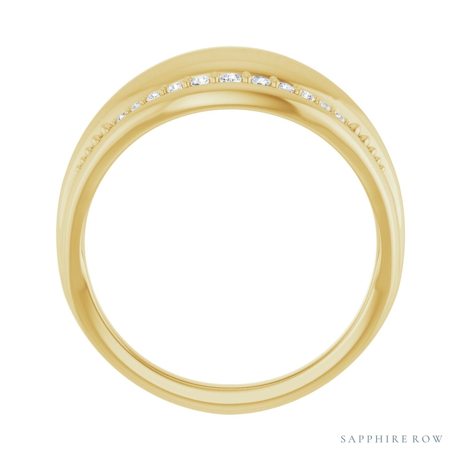 Sapphire Row Natural Diamond Accented Dome Ring - 14K Yellow Gold (view 2)