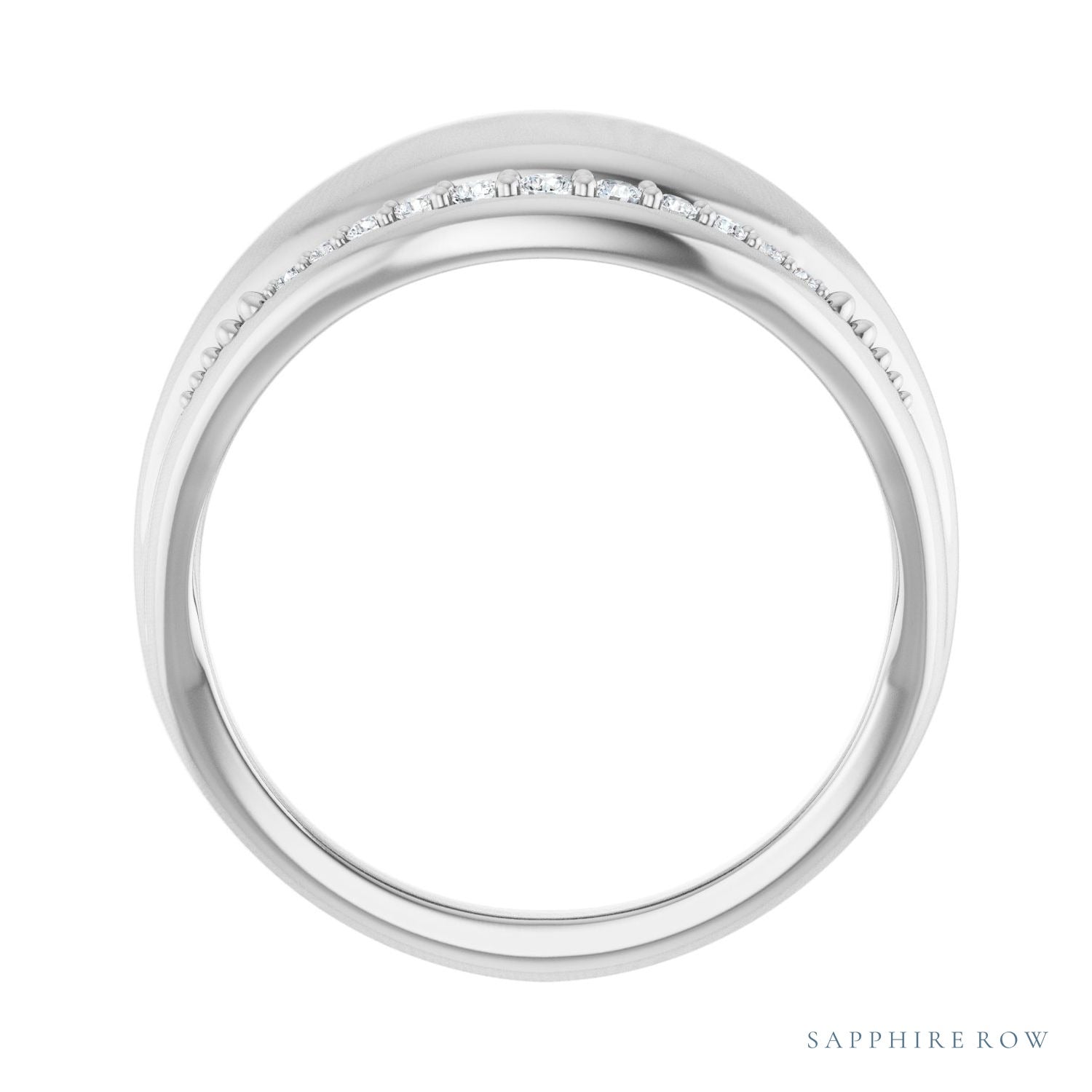 Sapphire Row Natural Diamond Accented Dome Ring - Platinum (view 2)