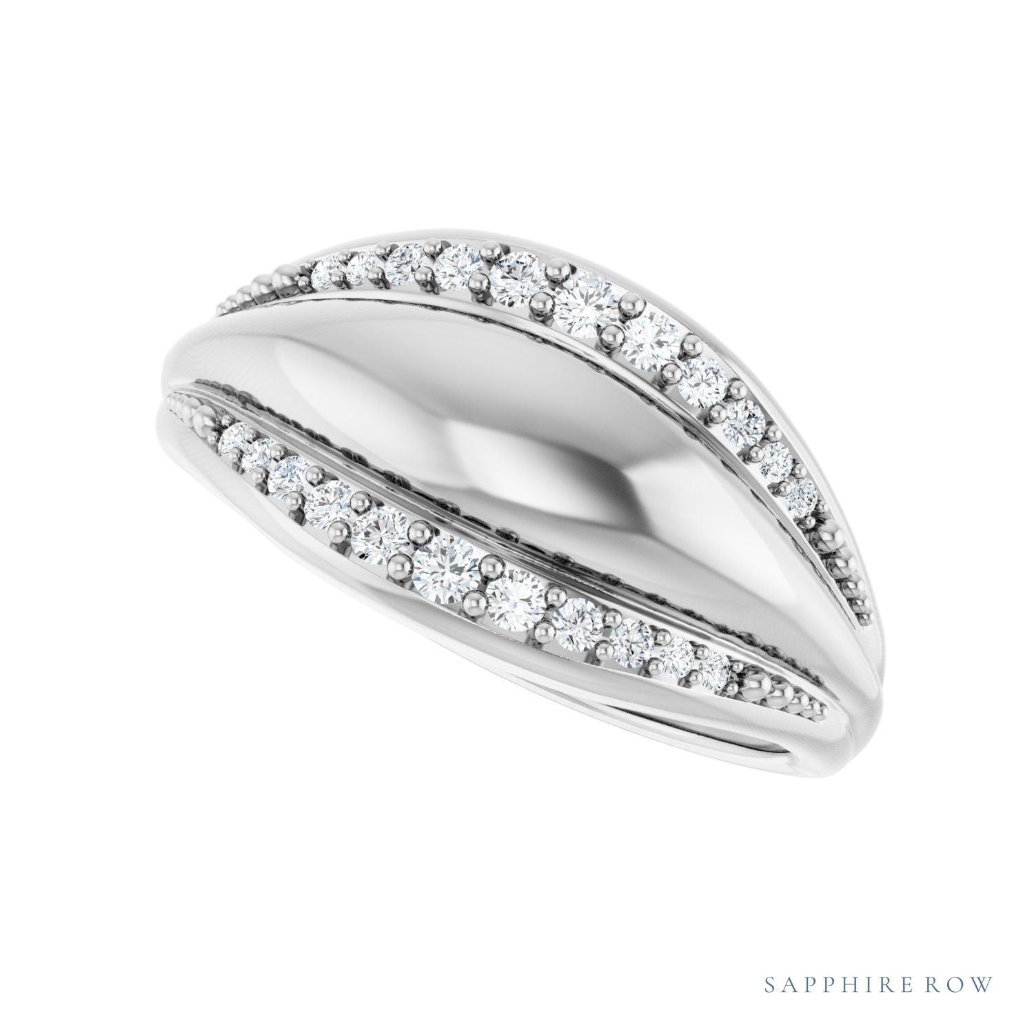 Sapphire Row Natural Diamond Accented Dome Ring - Platinum (view 5)