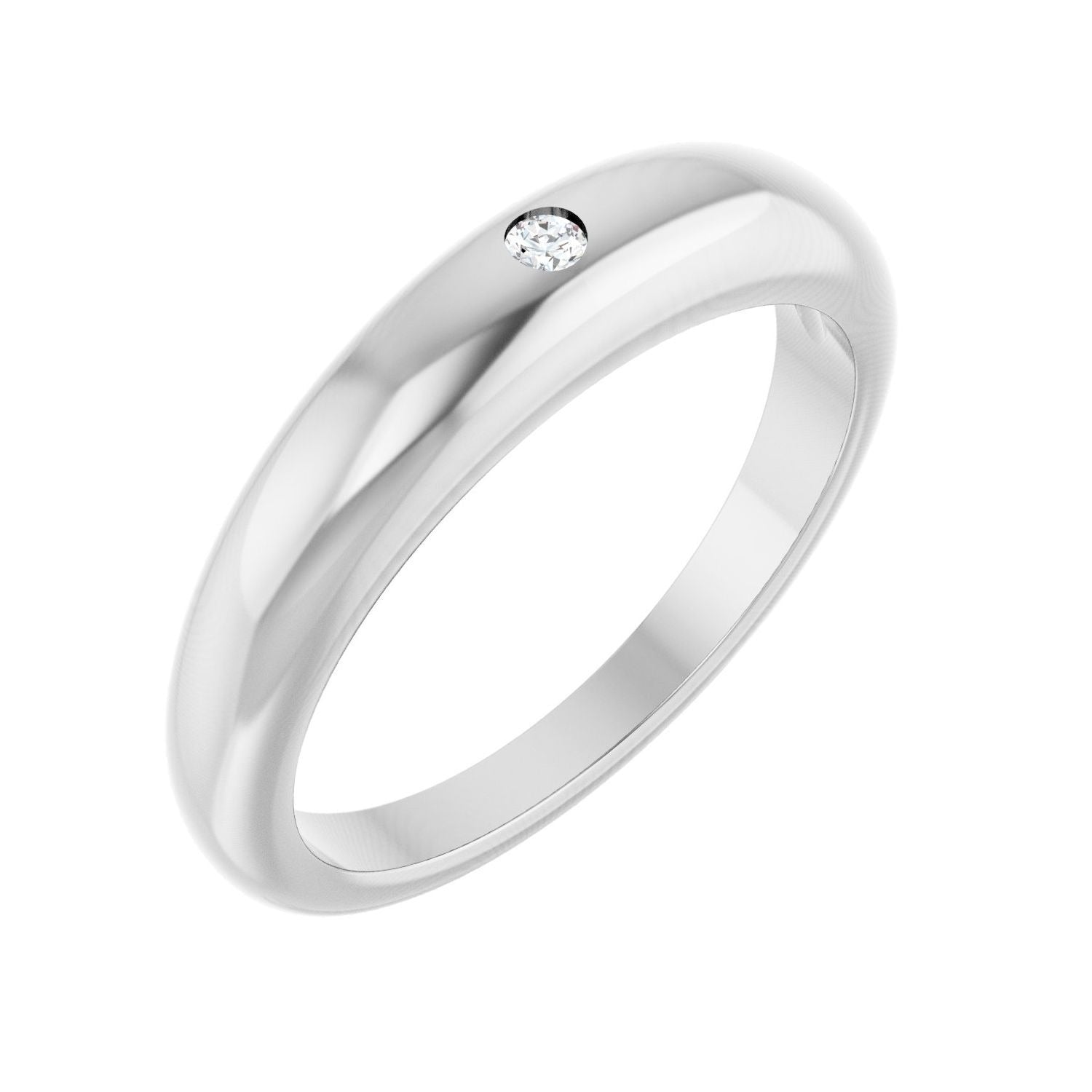 Sapphire Row Natural Diamond Petite Dome Ring - 14K White Gold