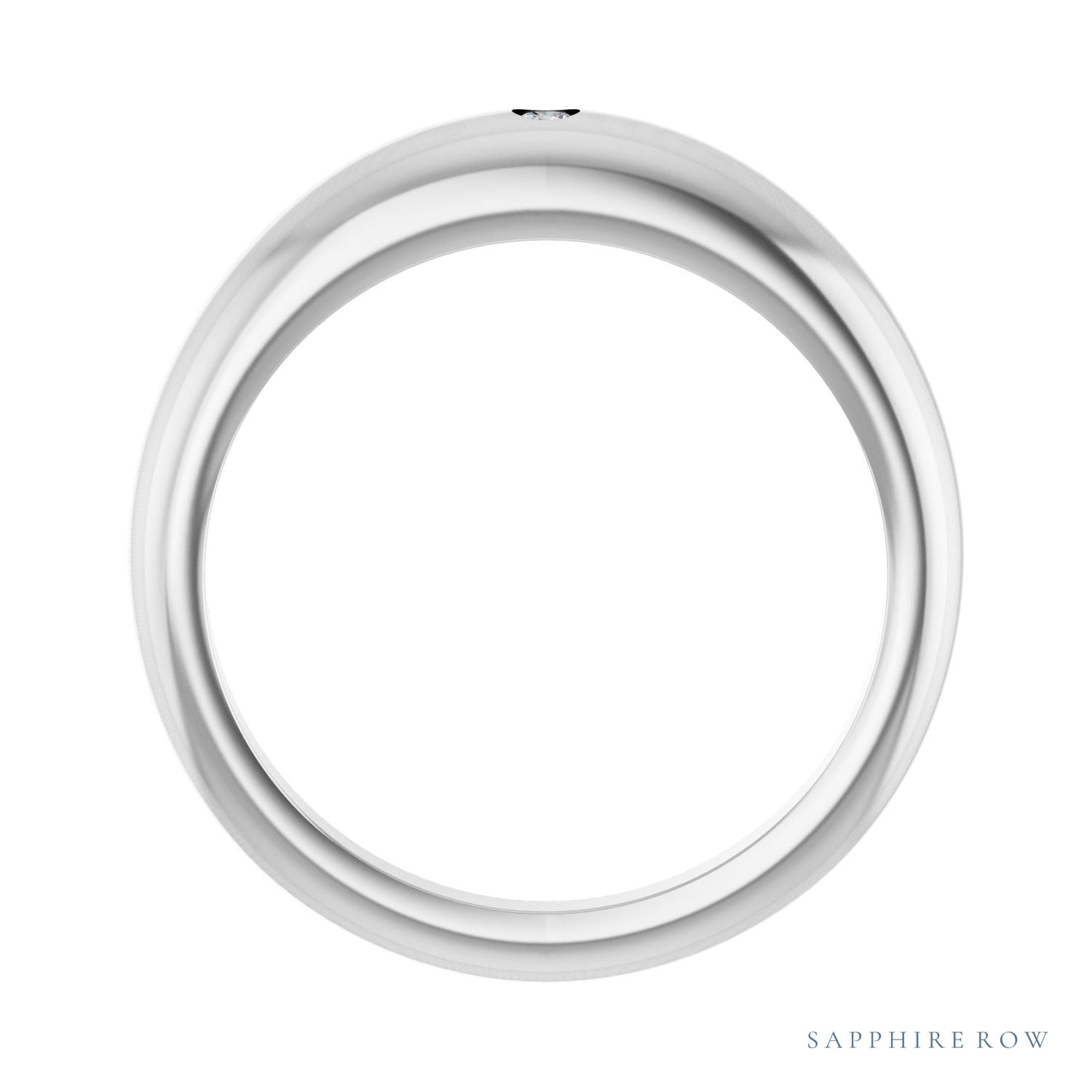 Sapphire Row Natural Diamond Petite Dome Ring - 14K White Gold (view 2)