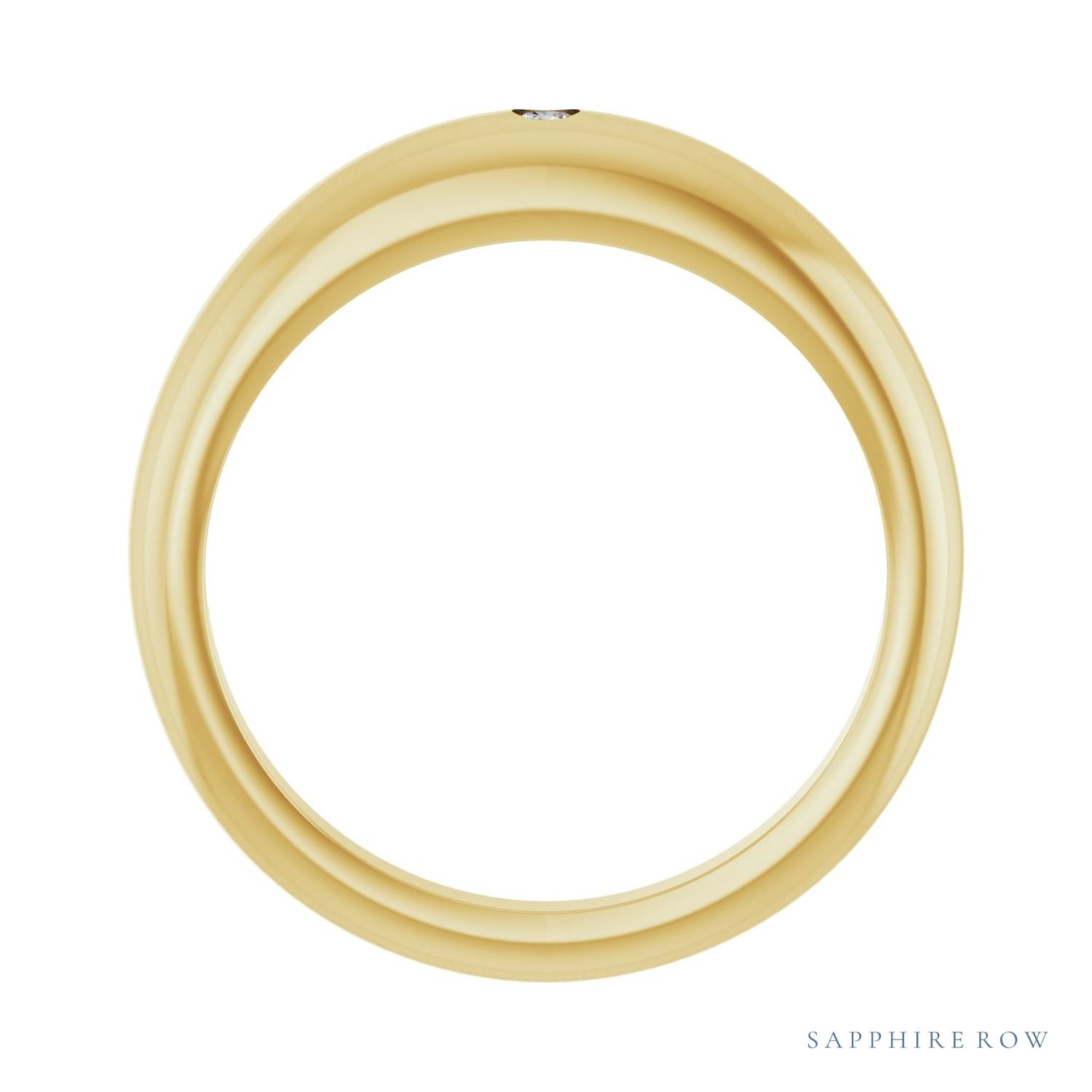 Sapphire Row Natural Diamond Petite Dome Ring - 14K Yellow Gold (view 2)