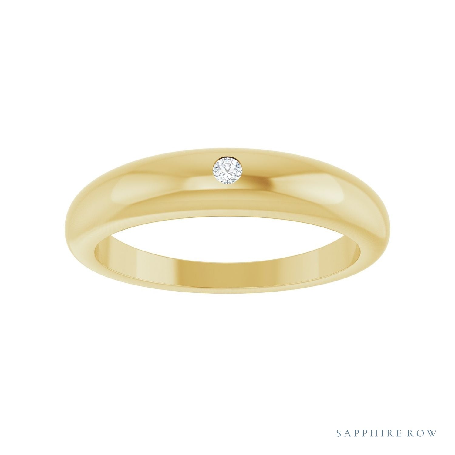 Sapphire Row Natural Diamond Petite Dome Ring - 14K Yellow Gold (view 3)