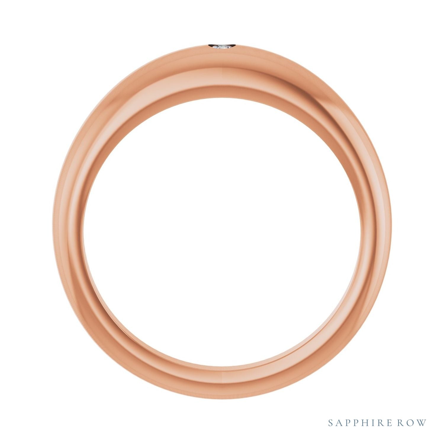 Sapphire Row Natural Diamond Petite Dome Ring - 14K Rose Gold (view 2)