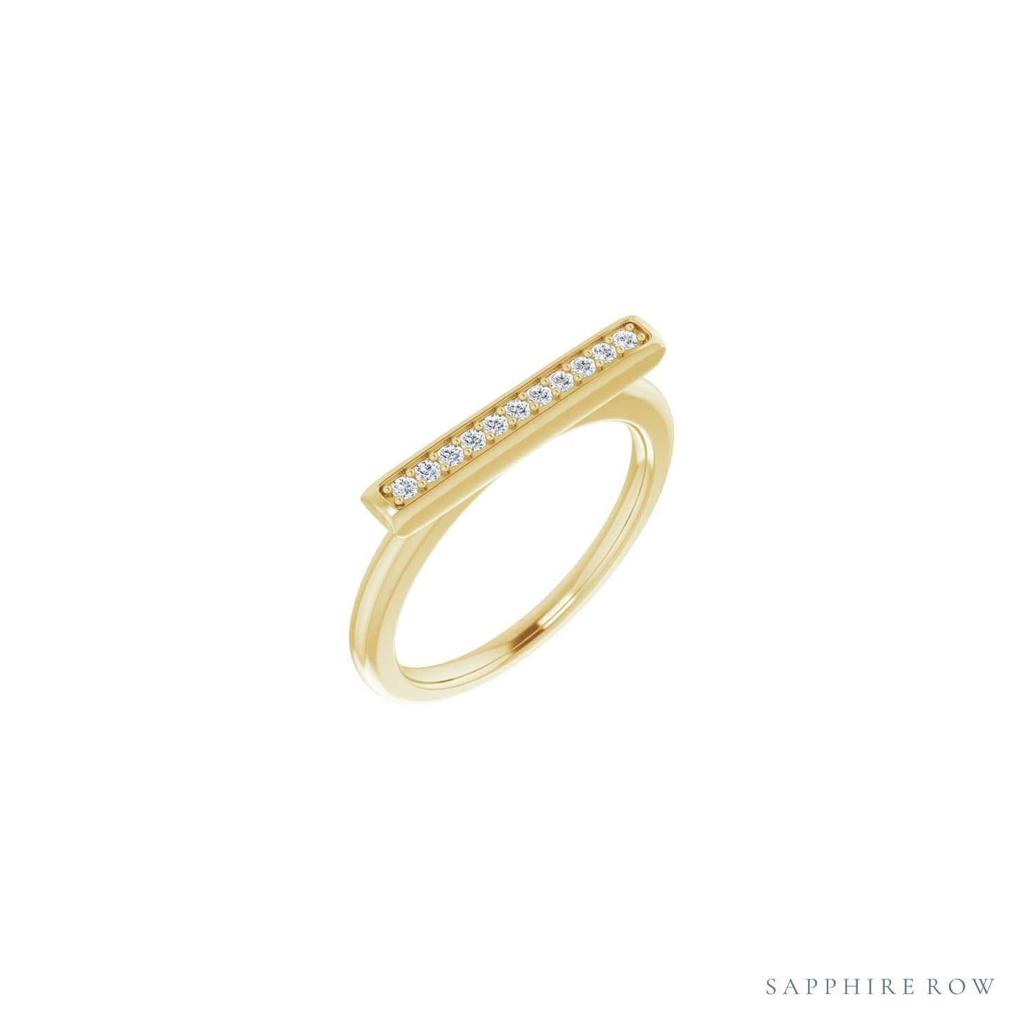 Sapphire Row Natural Diamond Pavé Bar Ring - 14K Yellow Gold