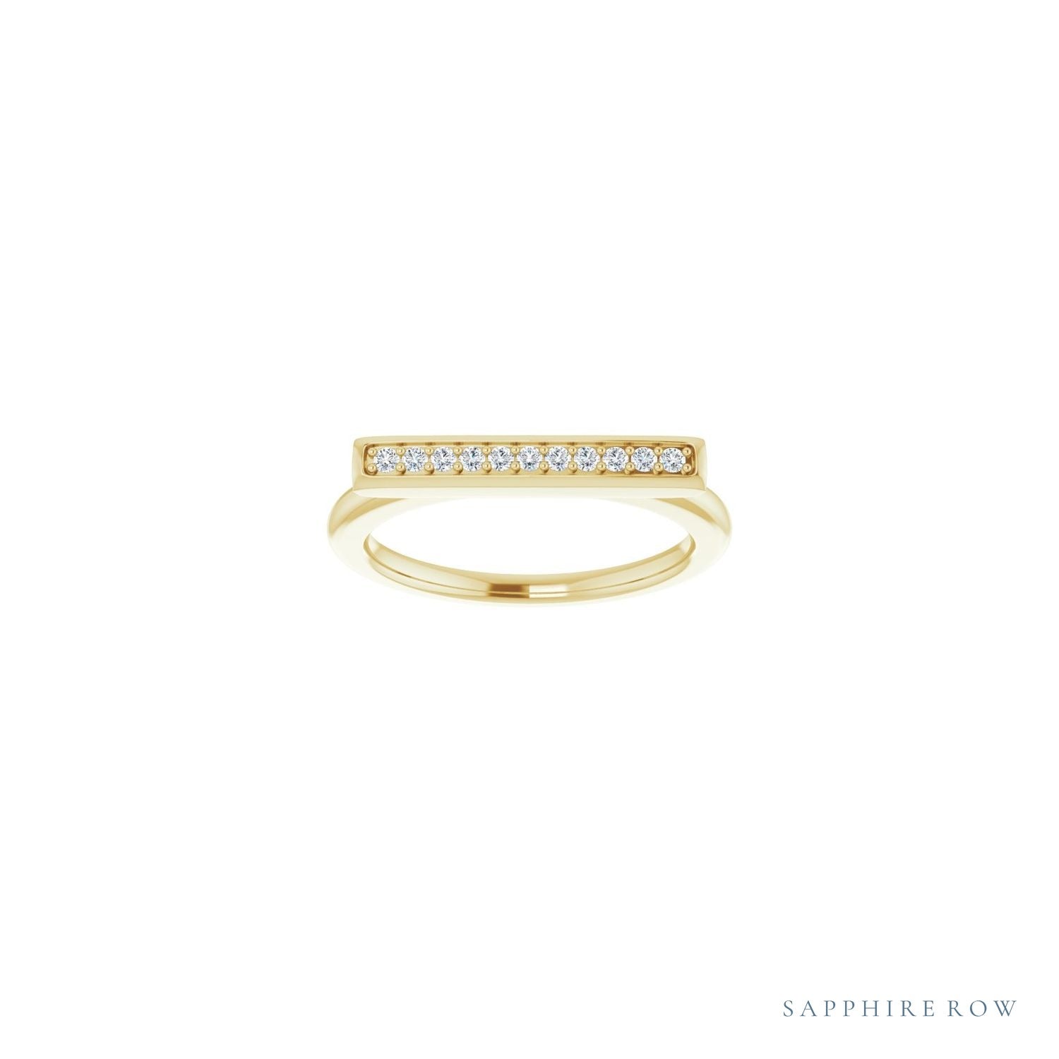 Sapphire Row Natural Diamond Pavé Bar Ring - 14K Yellow Gold (view 3)