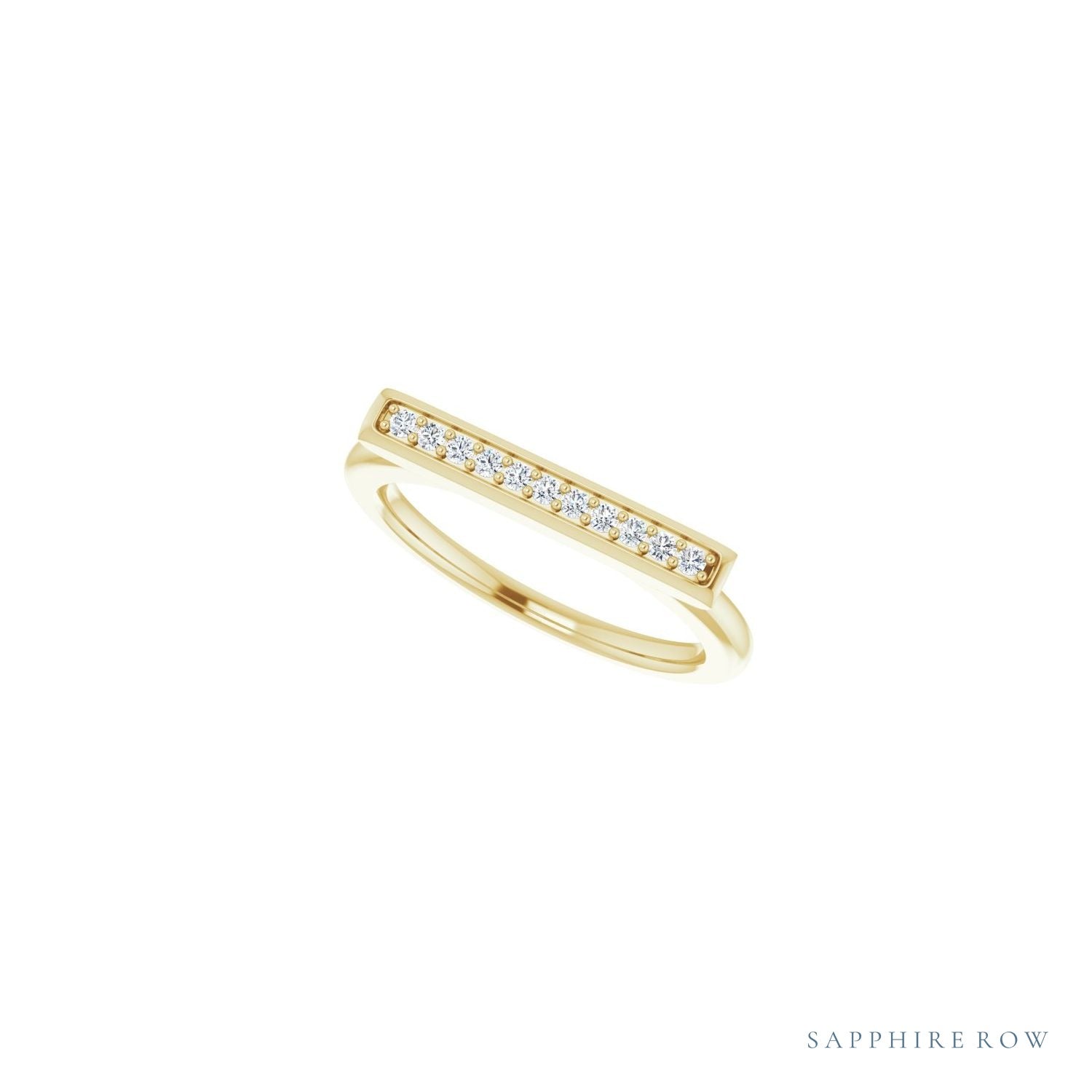 Sapphire Row Natural Diamond Pavé Bar Ring - 14K Yellow Gold (view 5)