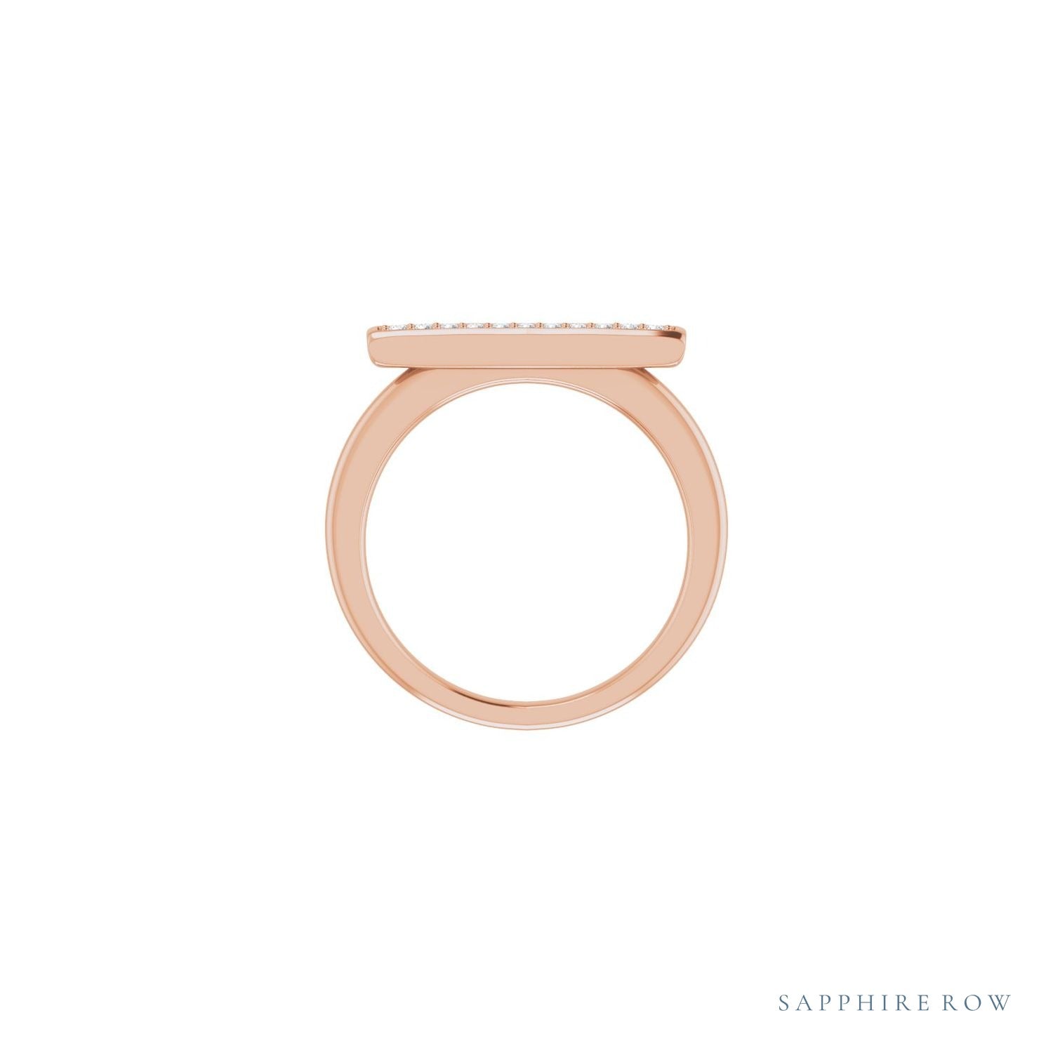 Sapphire Row Natural Diamond Pavé Bar Ring - 14K Rose Gold (view 2)