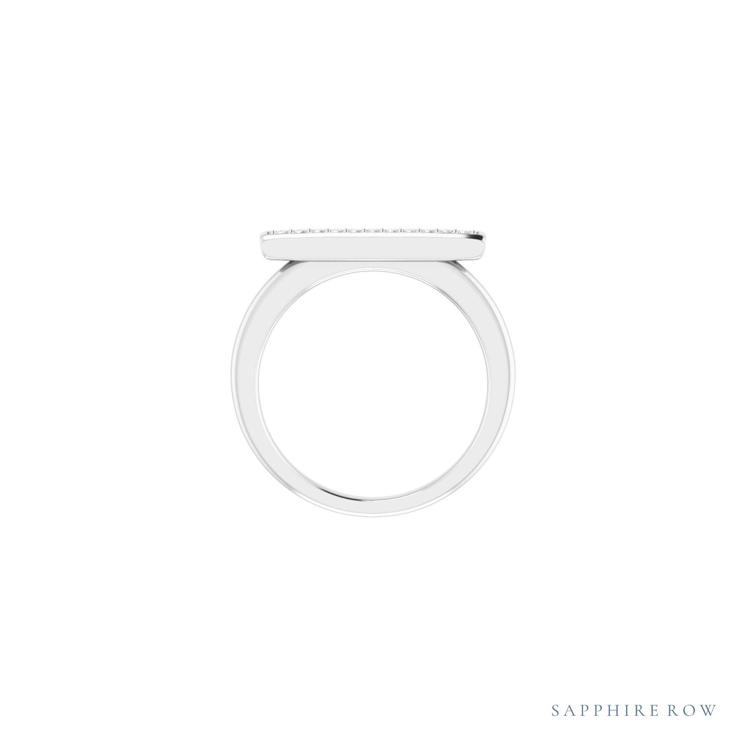 Sapphire Row Natural Diamond Pavé Bar Ring - 14K White Gold (view 2)