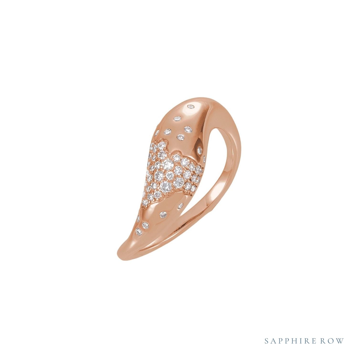 Sapphire Row Lab-Grown Diamond Molten Pavé Dome Ring - 14K Rose Gold