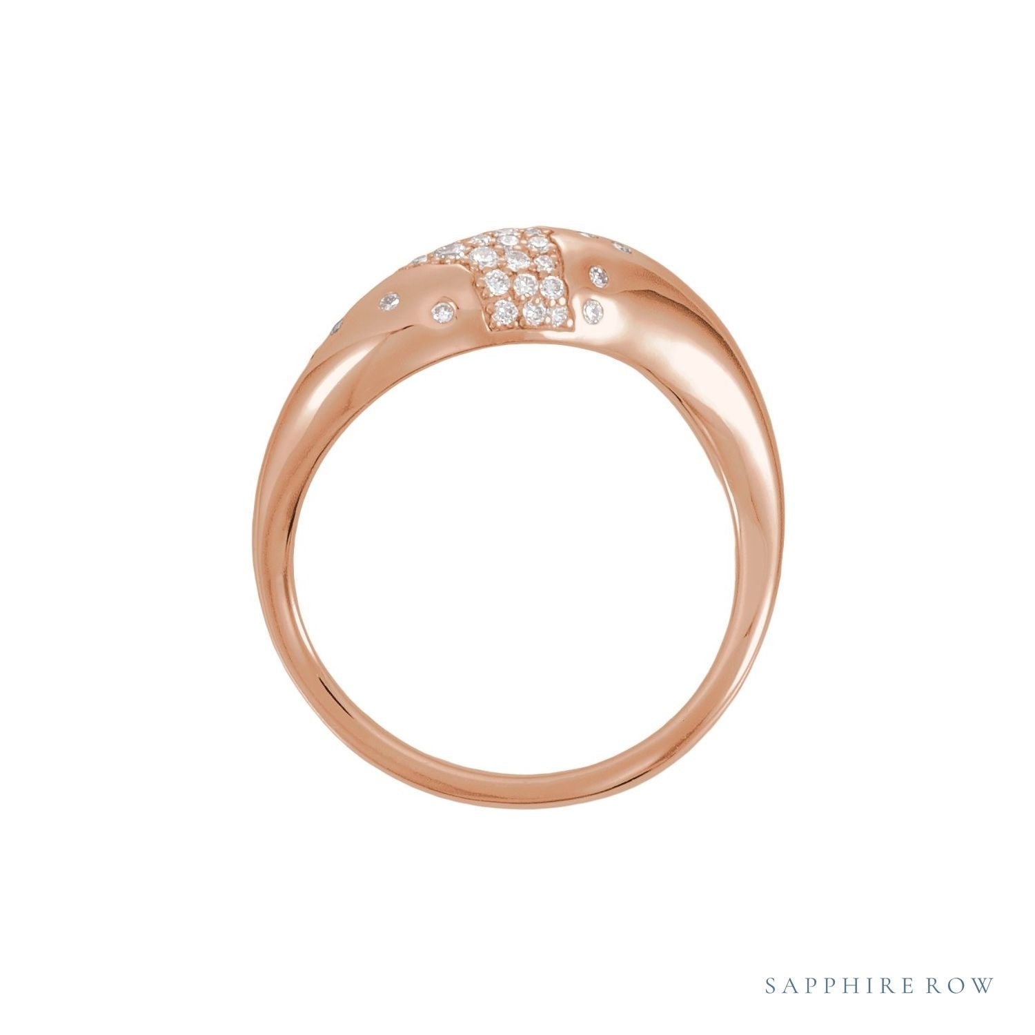 Sapphire Row Lab-Grown Diamond Molten Pavé Dome Ring - 14K Rose Gold (view 2)