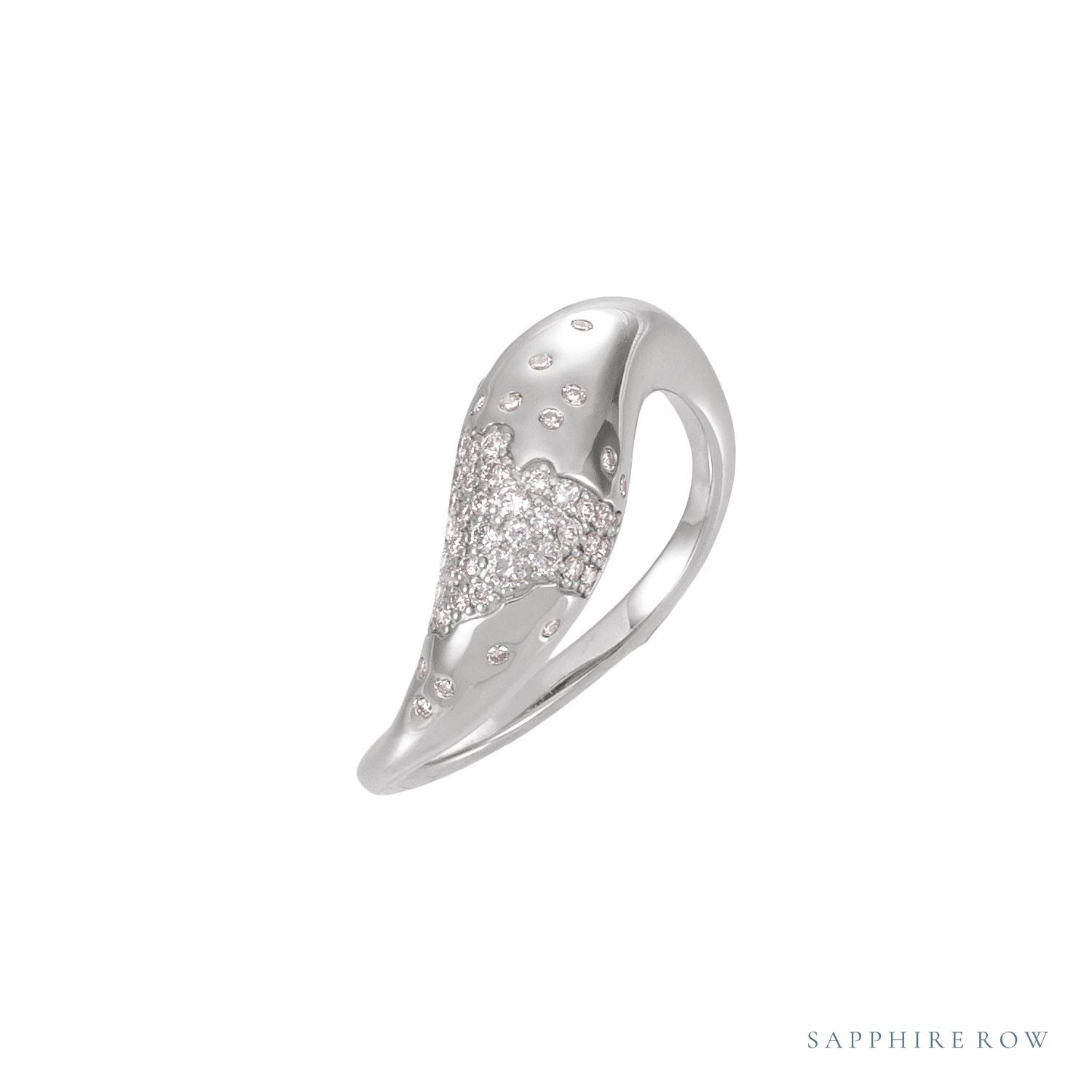 Sapphire Row Lab-Grown Diamond Molten Pavé Dome Ring - 14K White Gold
