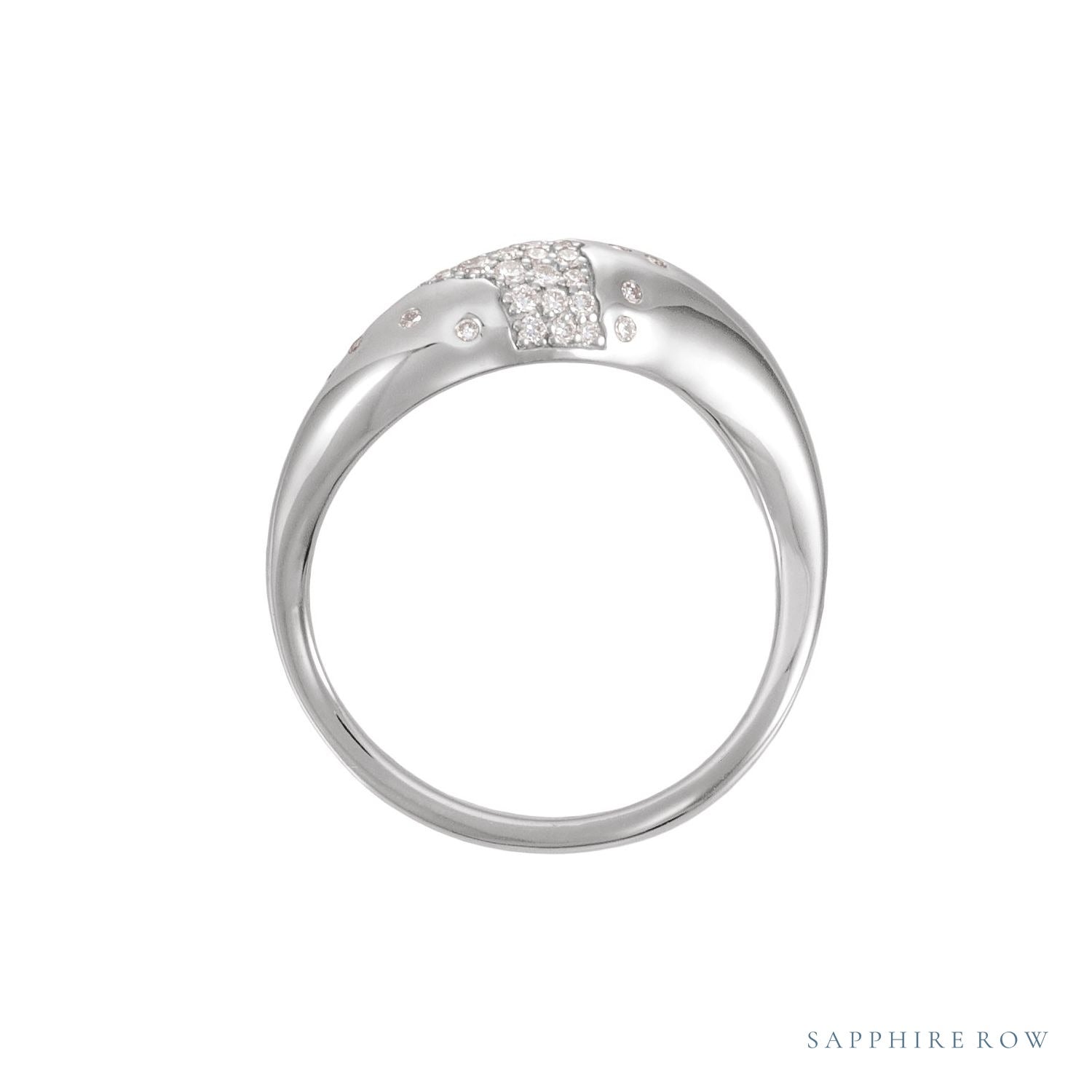 Sapphire Row Lab-Grown Diamond Molten Pavé Dome Ring - 14K White Gold (view 2)