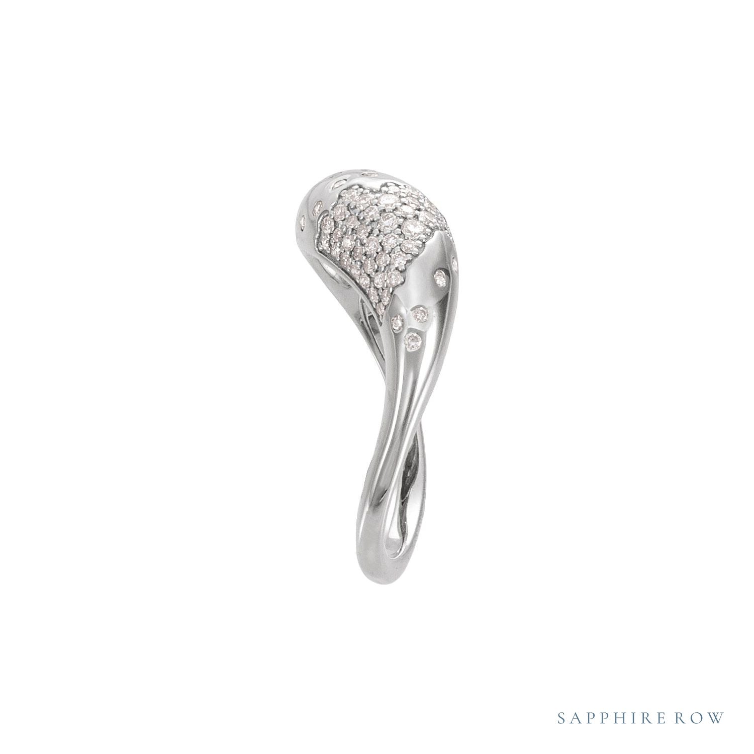 Sapphire Row Lab-Grown Diamond Molten Pavé Dome Ring - 14K White Gold (view 3)