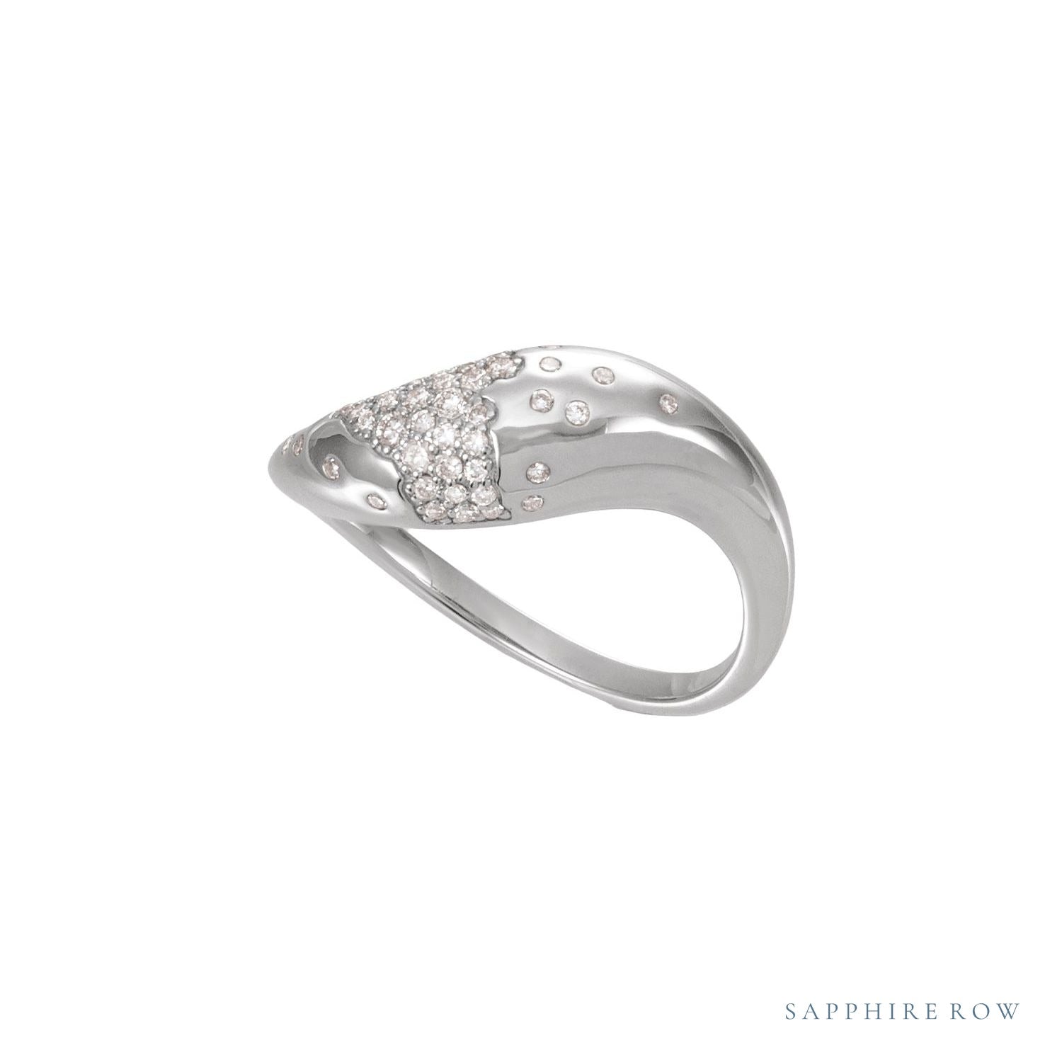Sapphire Row Lab-Grown Diamond Molten Pavé Dome Ring - 14K White Gold (view 4)