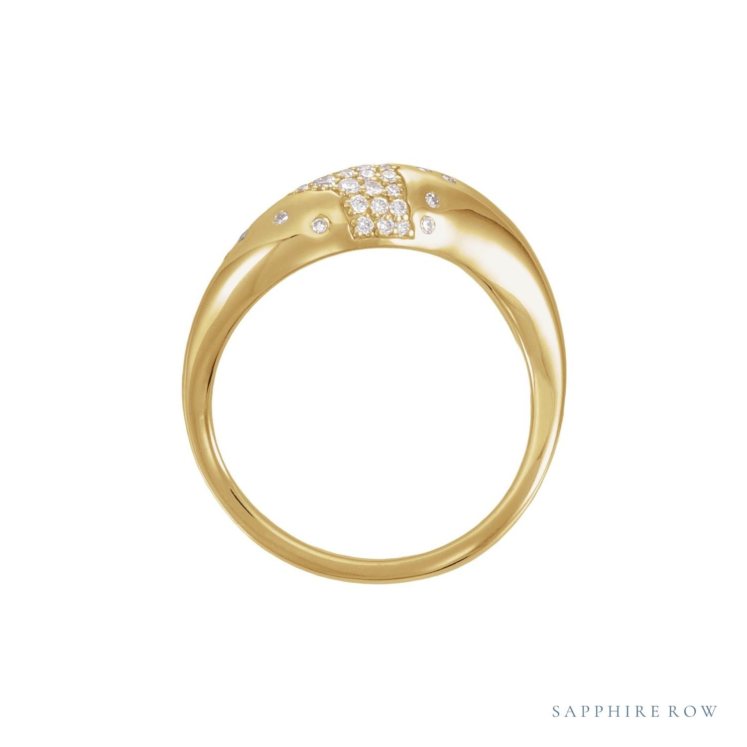 Sapphire Row Lab-Grown Diamond Molten Pavé Dome Ring - 14K Yellow Gold (view 2)