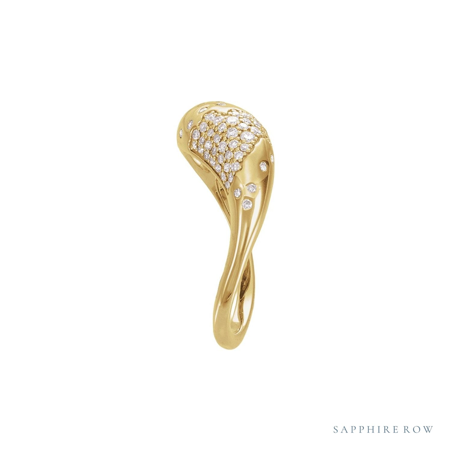 Sapphire Row Lab-Grown Diamond Molten Pavé Dome Ring - 14K Yellow Gold (view 3)