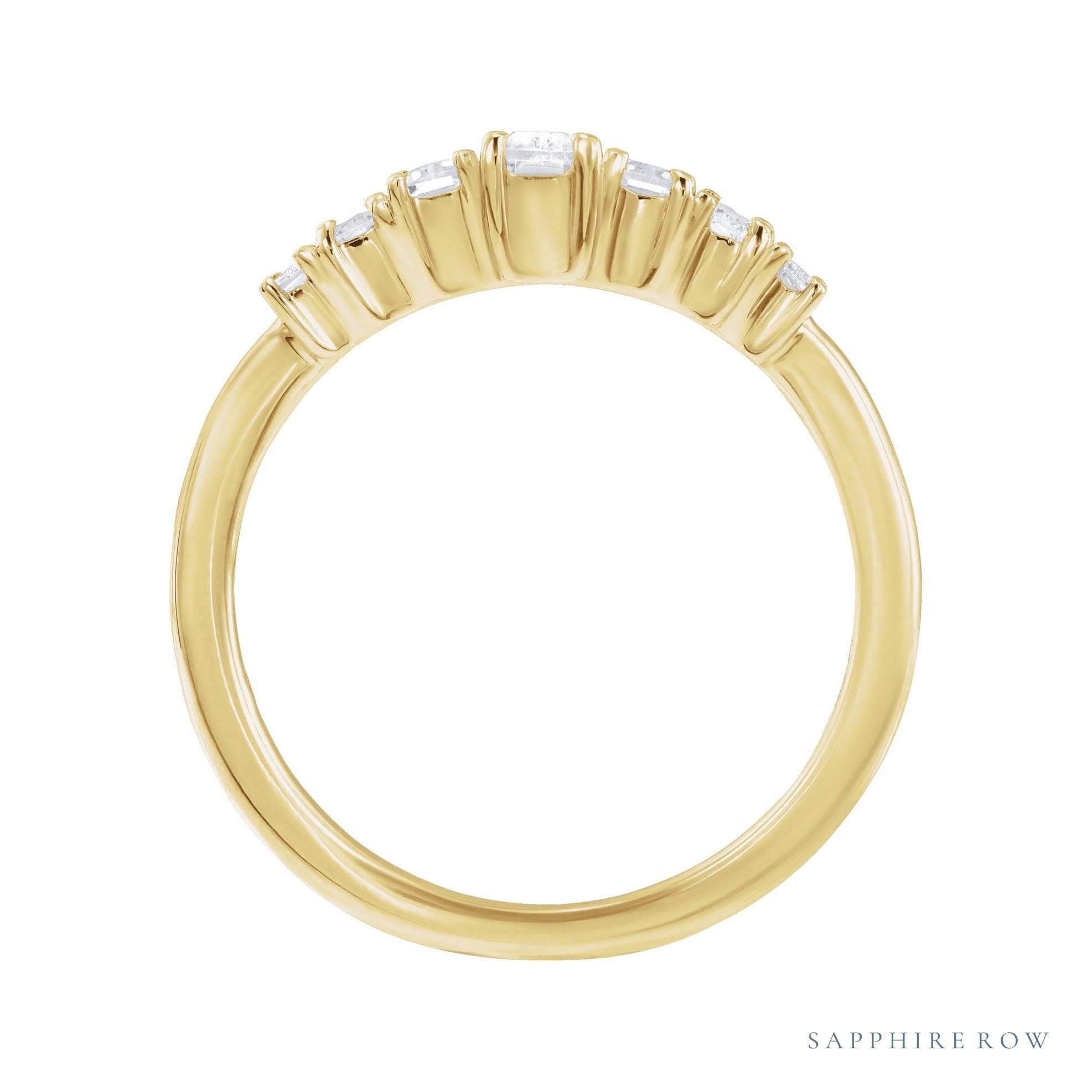 Sapphire Row Lab-Grown Diamond Graduated Baguette Ring - 14K Yellow Gold (view 2)
