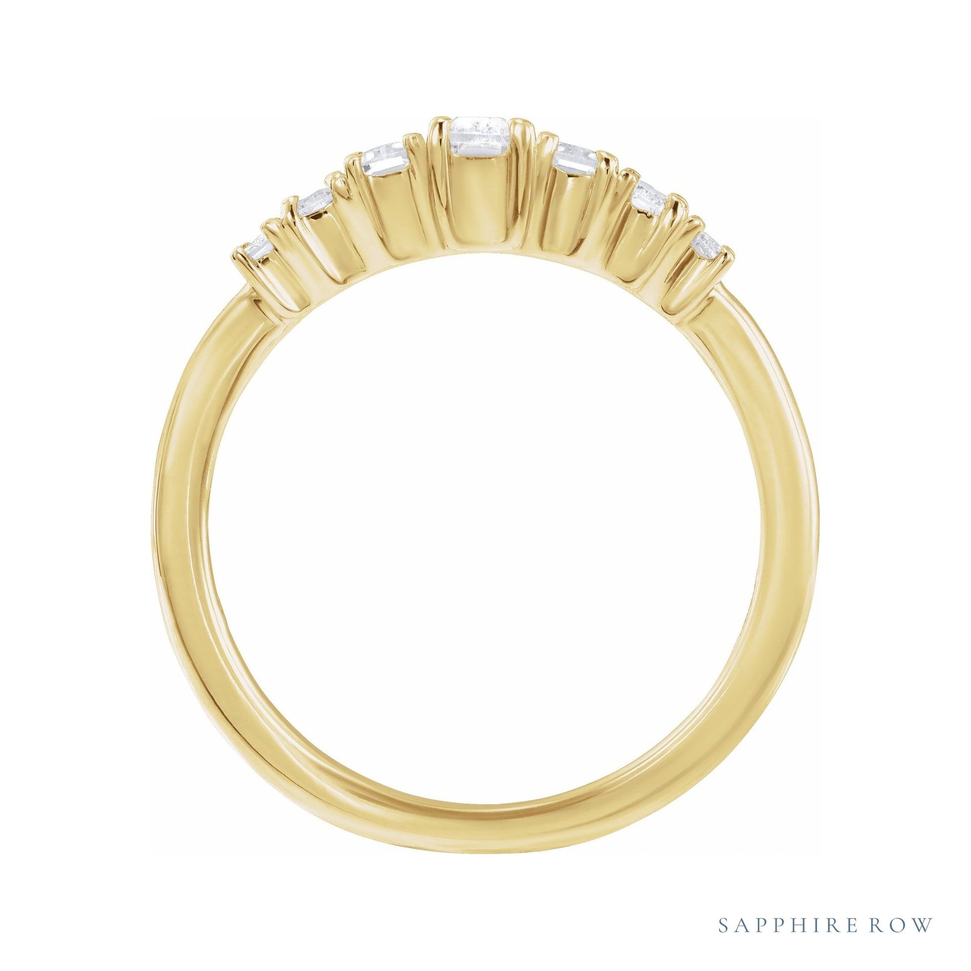 Sapphire Row Lab-Grown Diamond Graduated Baguette Ring - 14K Yellow Gold (view 2)