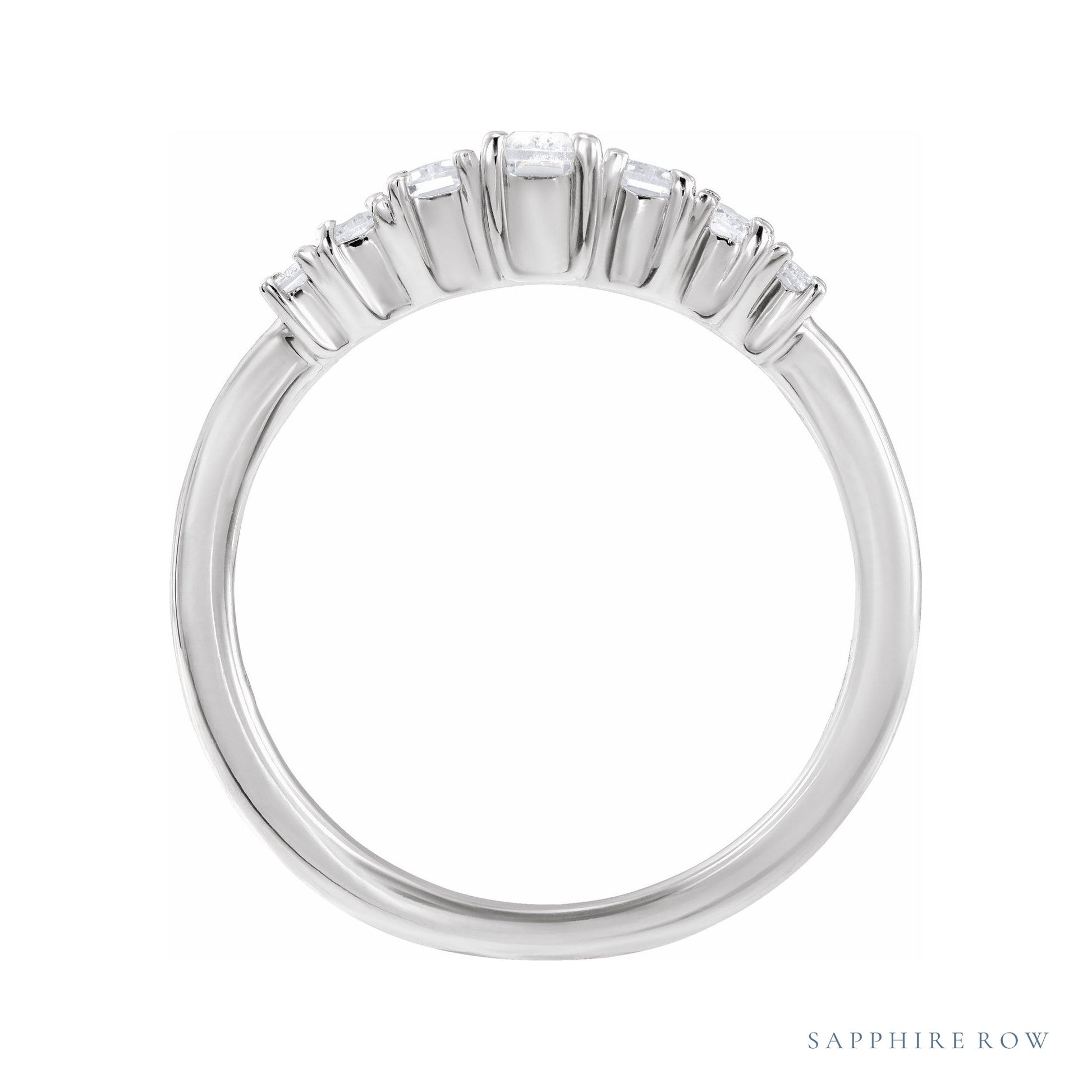Sapphire Row Lab-Grown Diamond Graduated Baguette Ring - 14K White Gold (view 2)