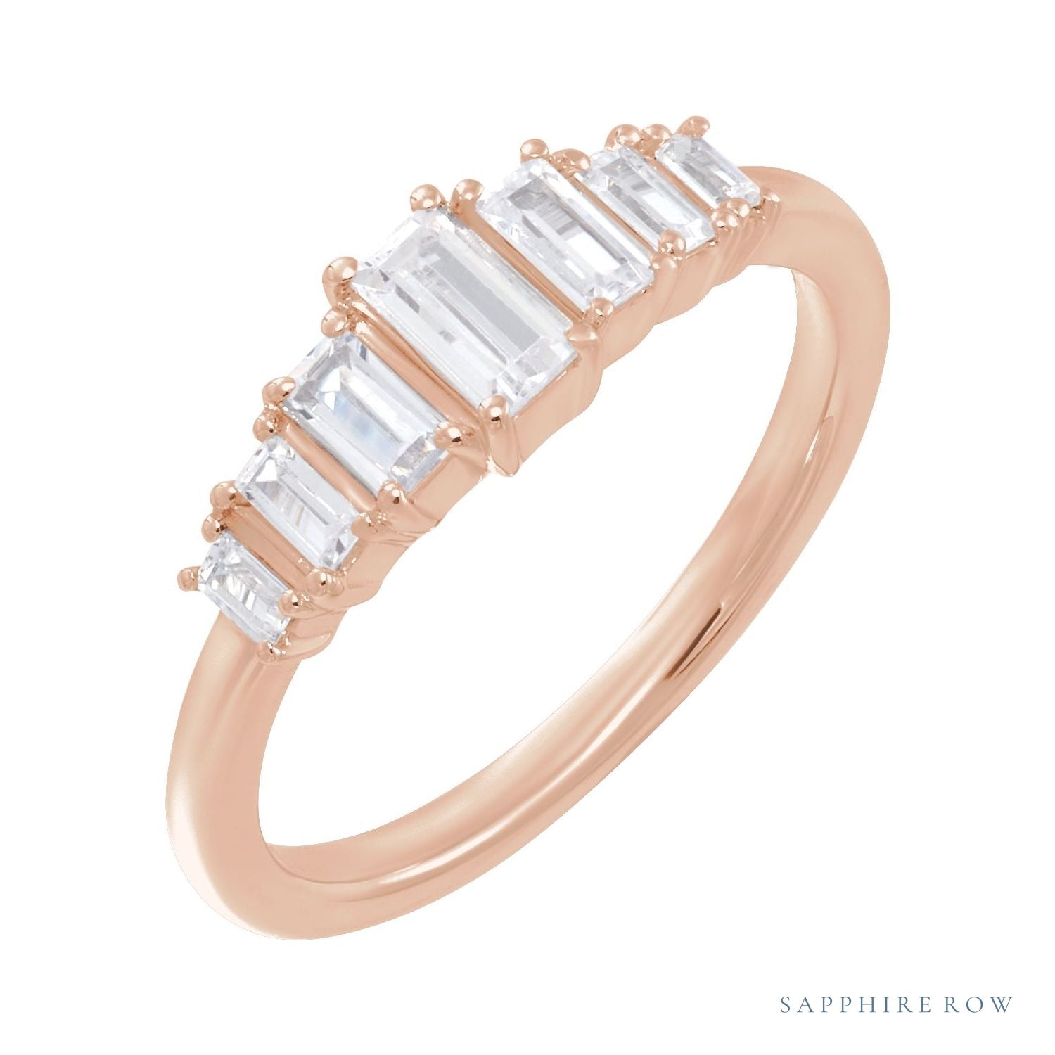 Sapphire Row Lab-Grown Diamond Graduated Baguette Ring - 14K Rose Gold
