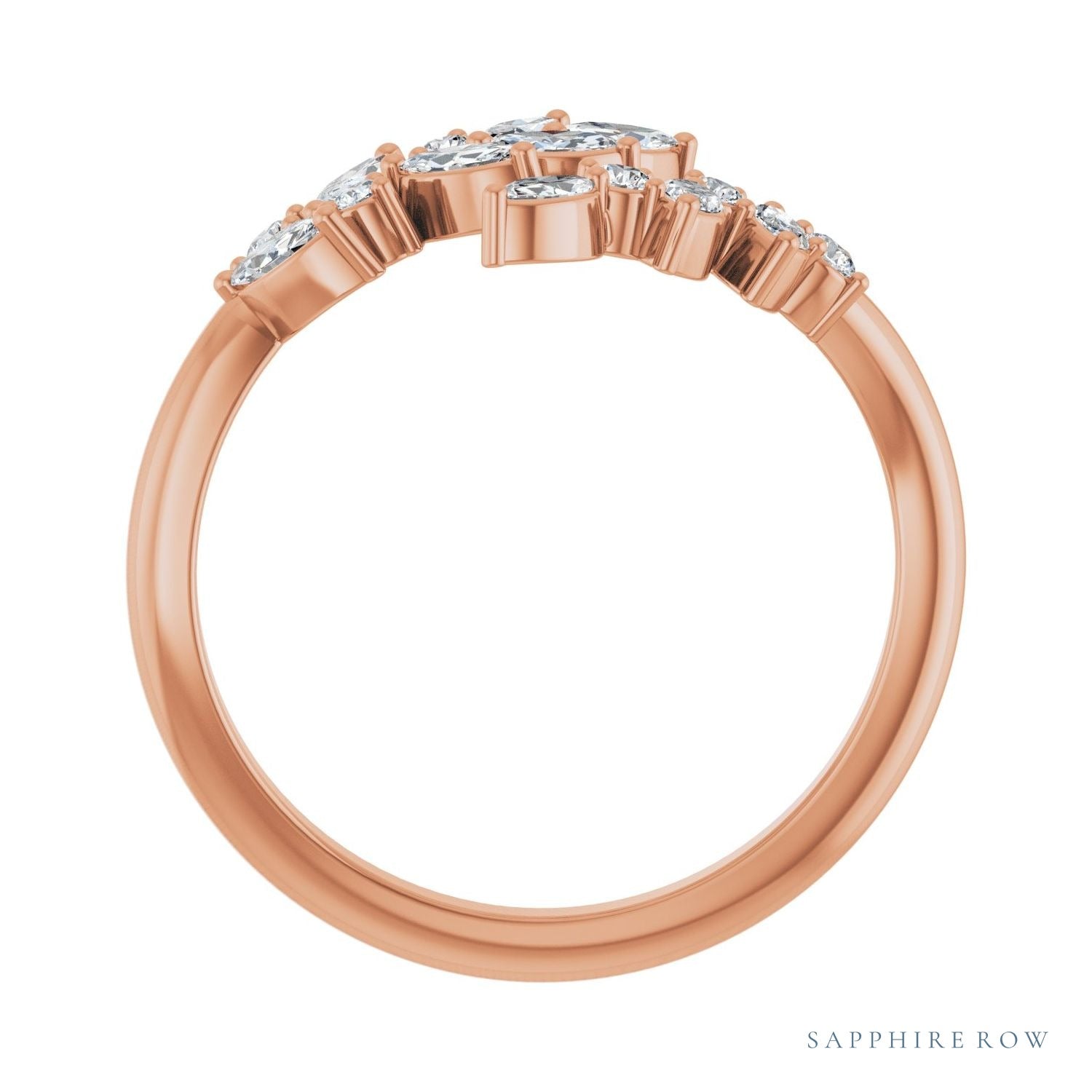 Sapphire Row Natural Diamond Marquise & Round Wrap Ring - 14K Rose Gold (view 2)
