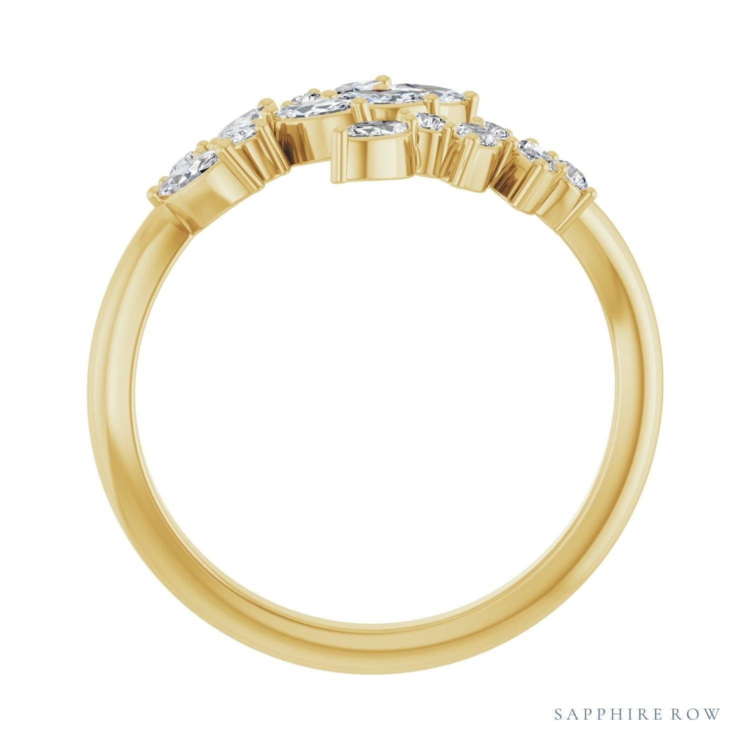 Sapphire Row Lab-Grown Diamond Marquise & Round Wrap Ring - 14K Yellow Gold (view 2)
