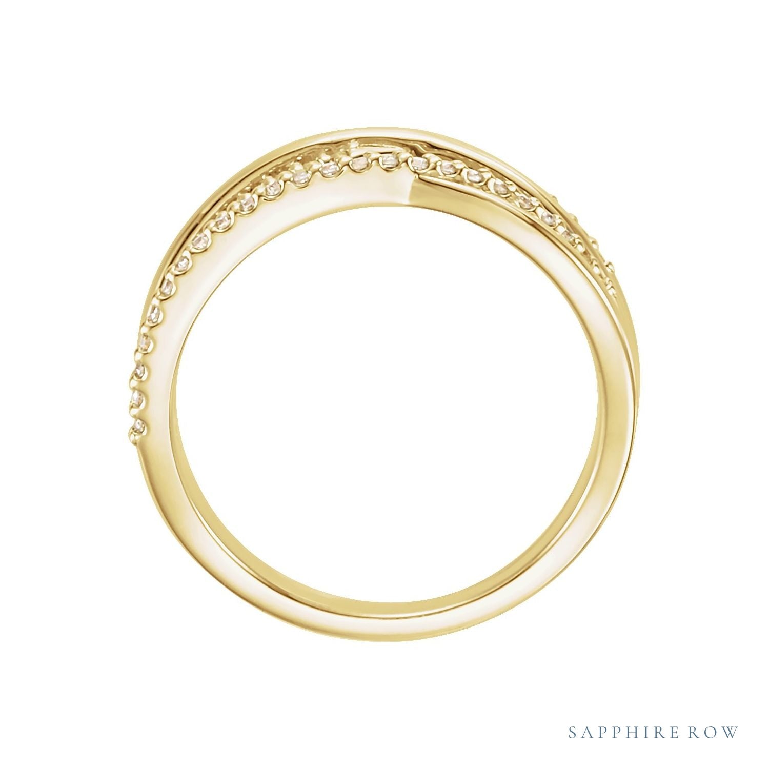 Sapphire Row Natural Diamond Criss-Cross Ring - 14K Yellow Gold (view 2)